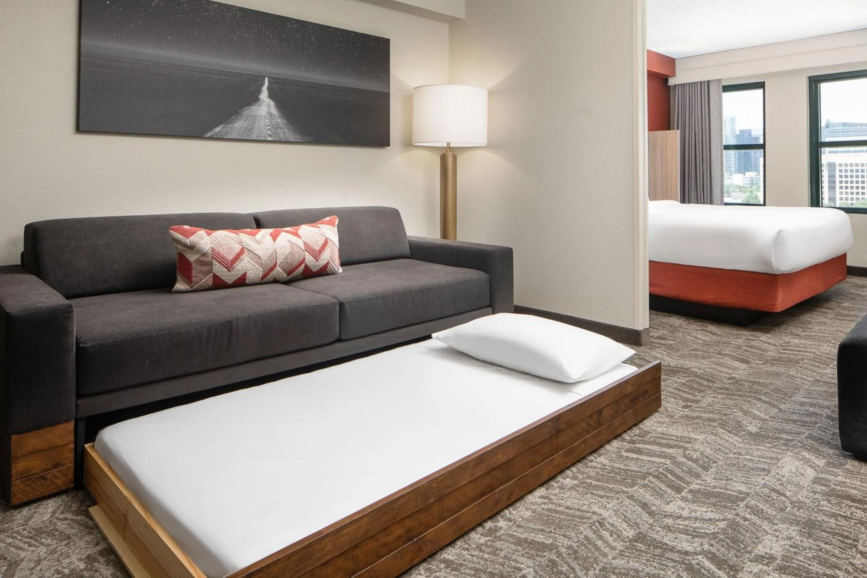 Photo of the whole room, Bed in SpringHill Suites by Marriott Dallas Downtown / West End