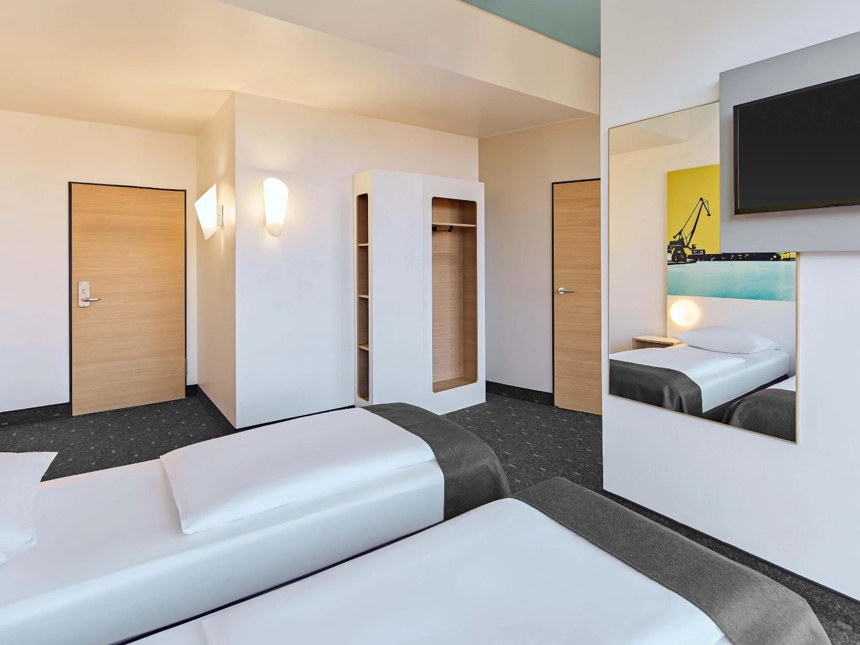 Photo of the whole room, Bed in B&B HOTEL Münster Hafen