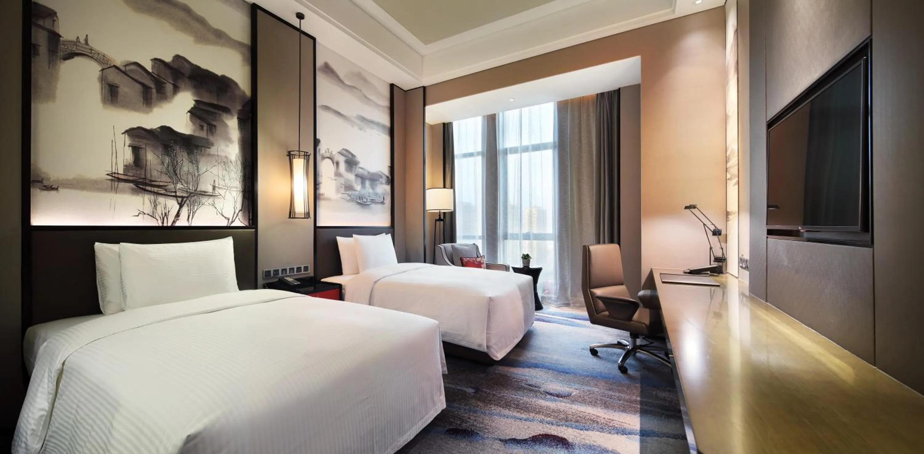 Bedroom, Bed in Wanda Realm Yiwu