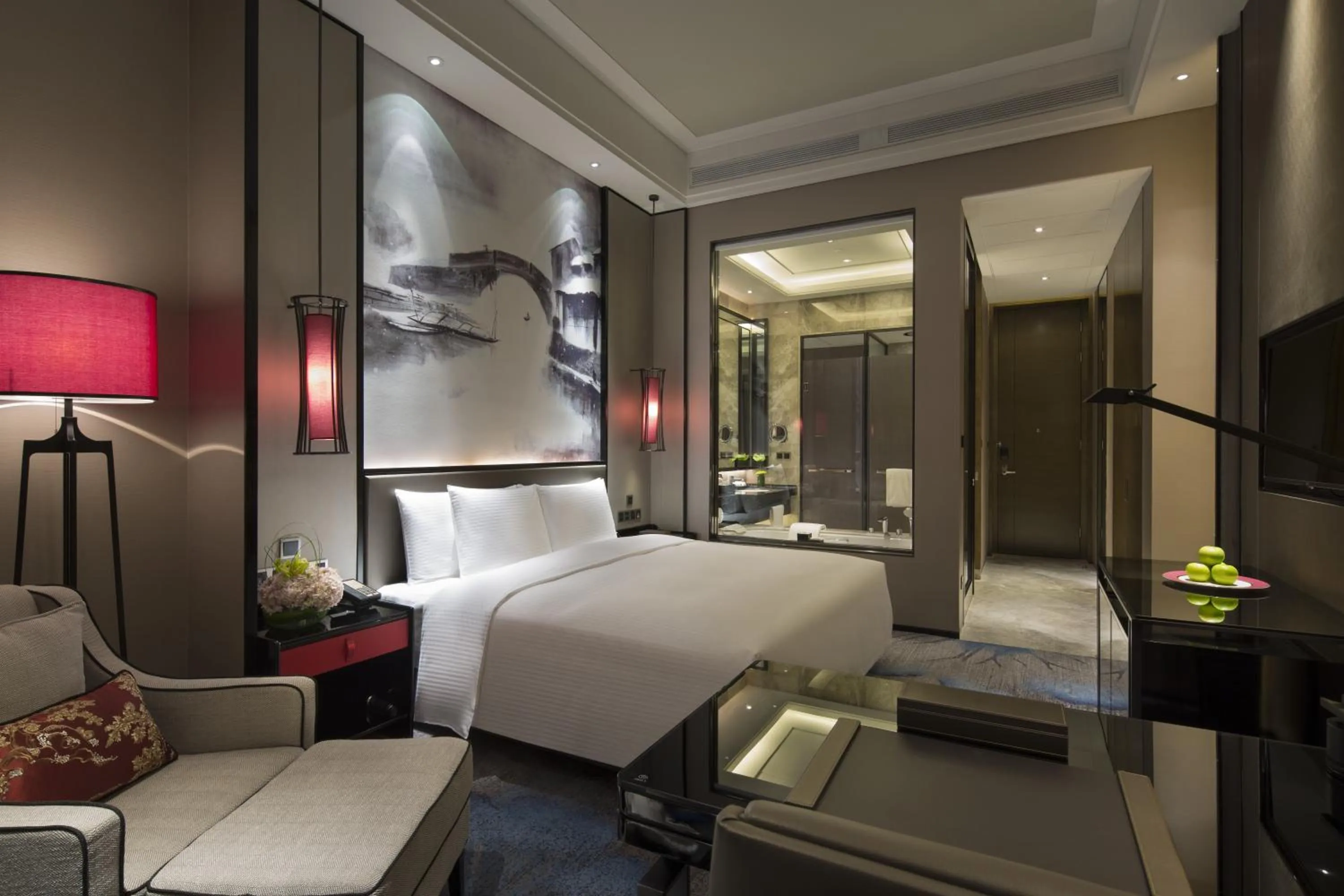 Photo of the whole room, Bed in Wanda Realm Yiwu