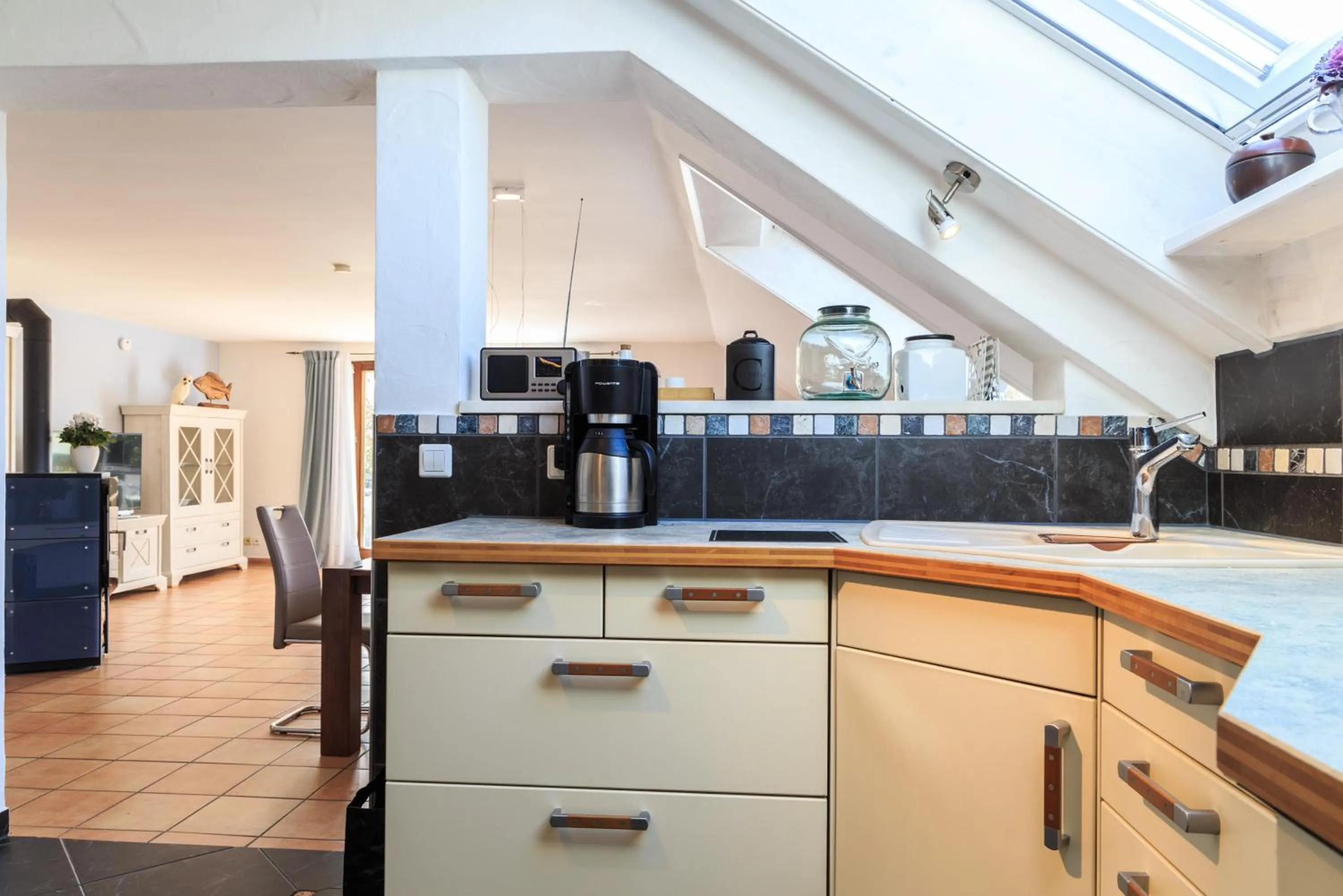 Kitchen or kitchenette in Ferienwohnung Luisa