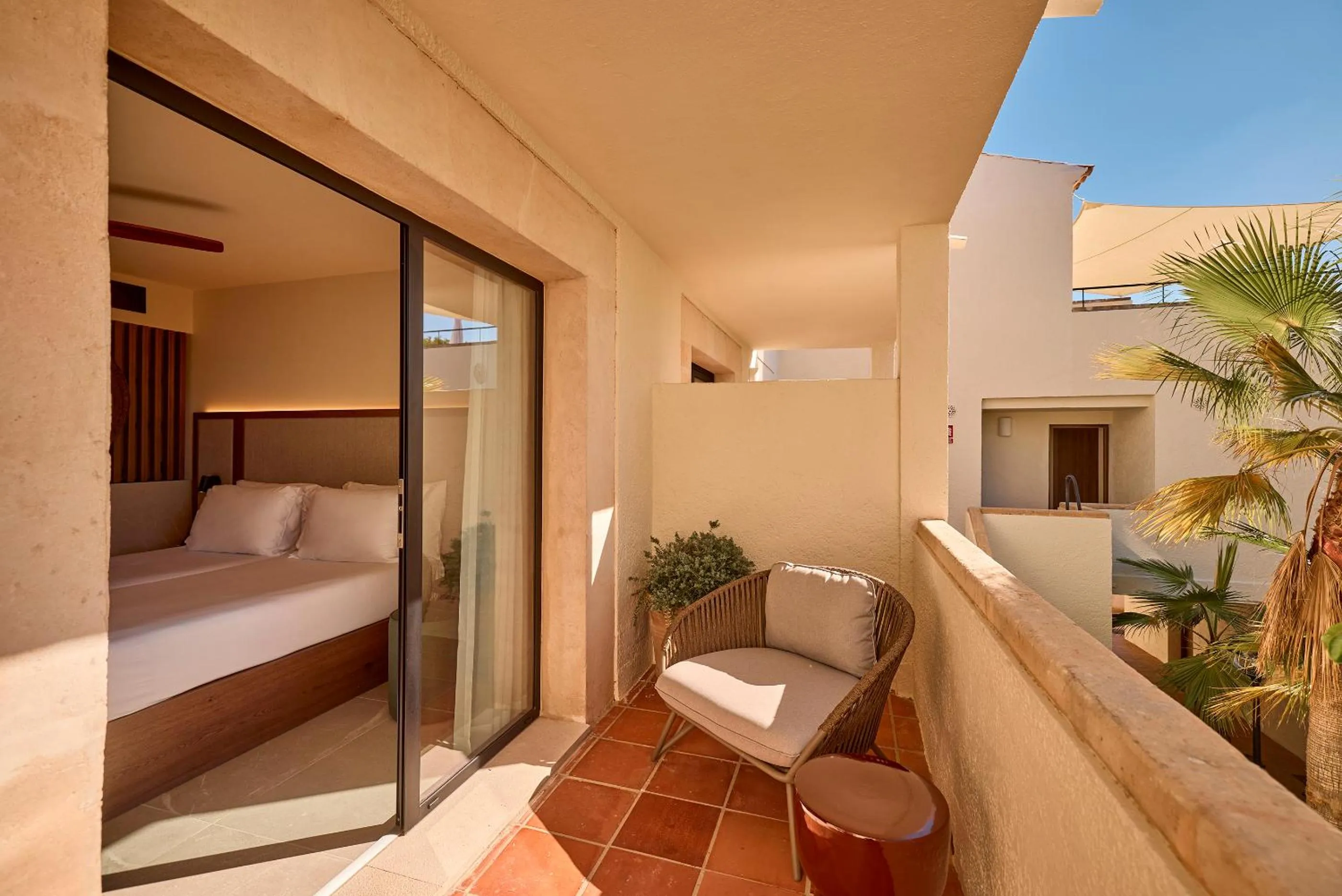 Patio, Bed in Purobeach Resort Santa Ponsa - New Opening