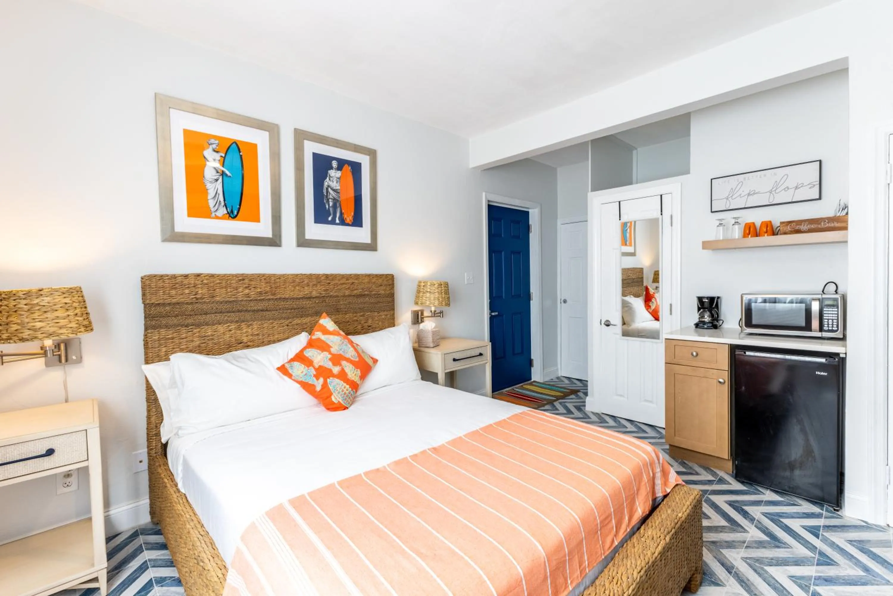 Bed in Sebastian's on the beach hotel