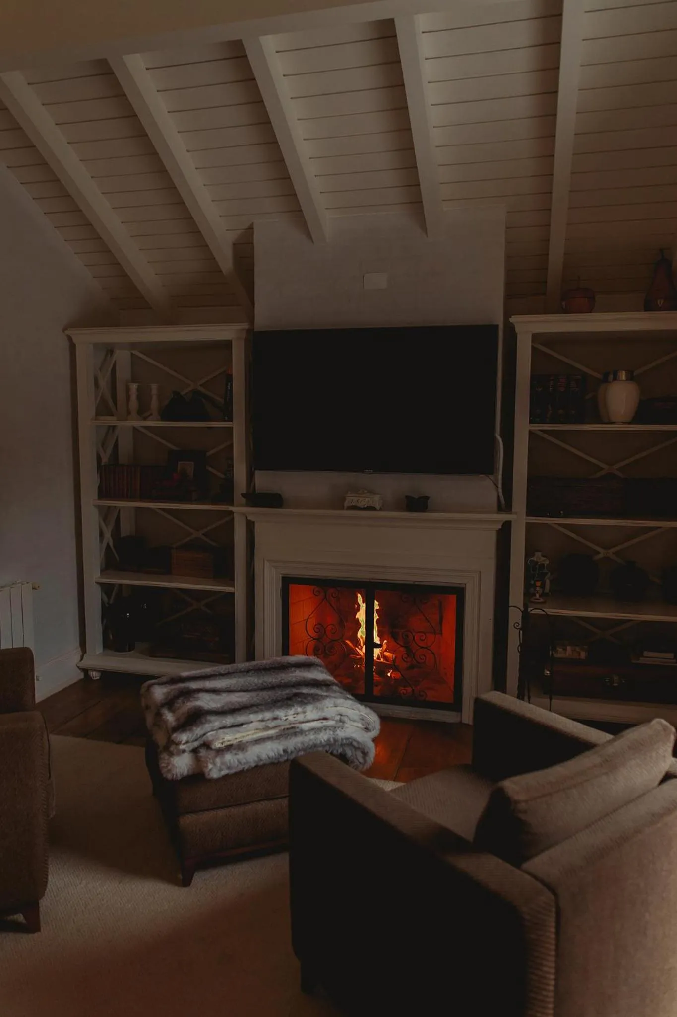 fireplace in Roots Resort