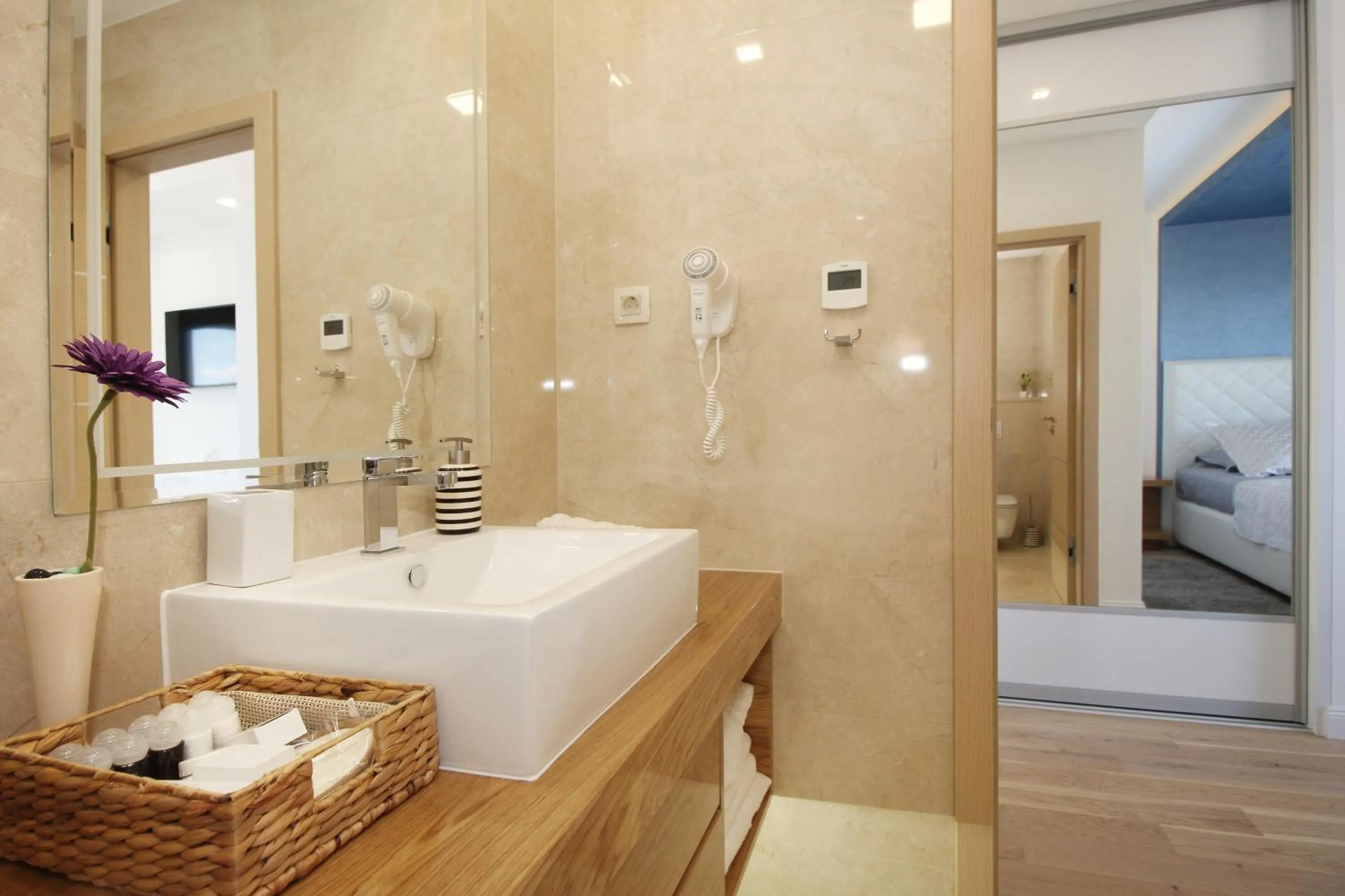 Bathroom, Bed in Villa Afrodita