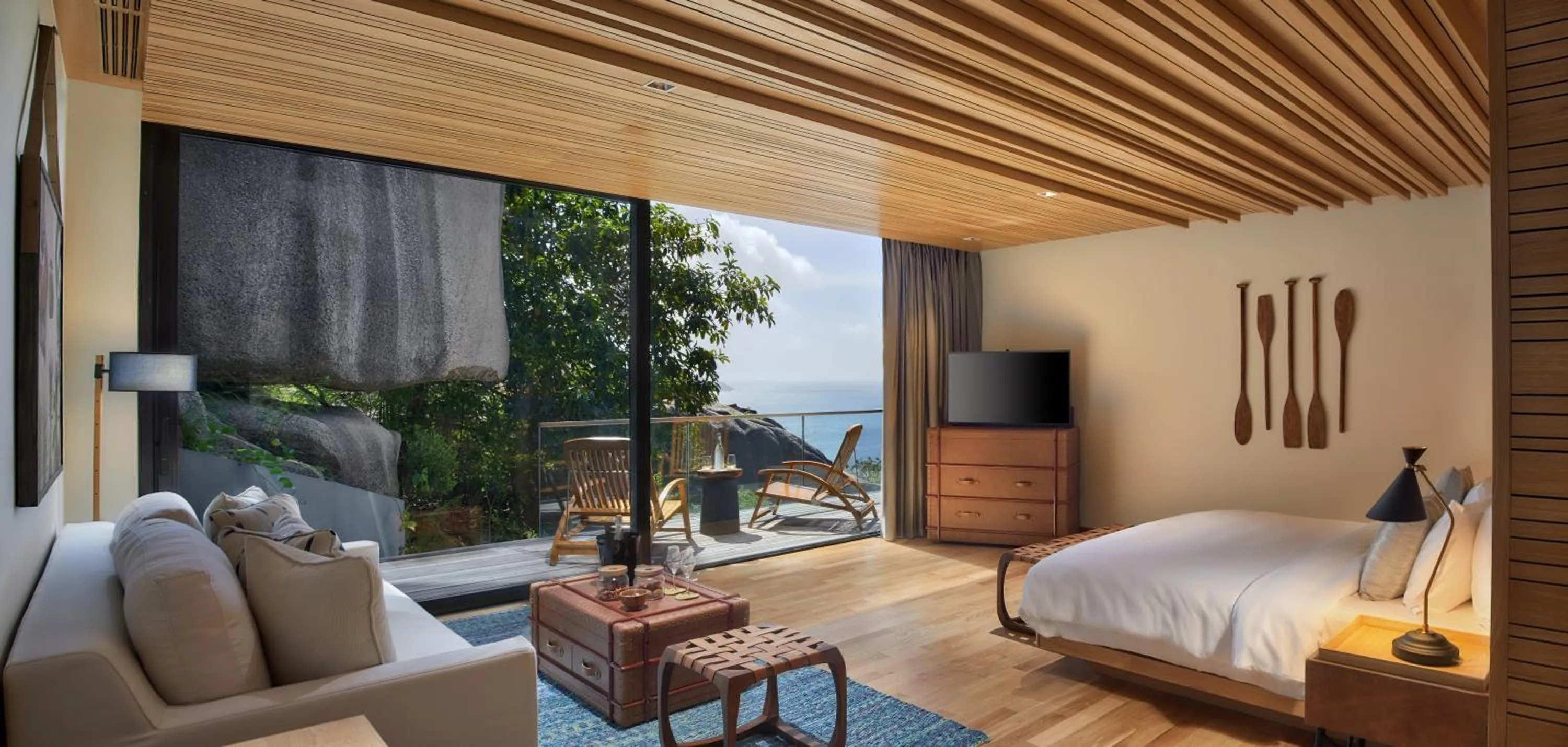 Bedroom, Bed in Six Senses Zil Pasyon, Seychelles
