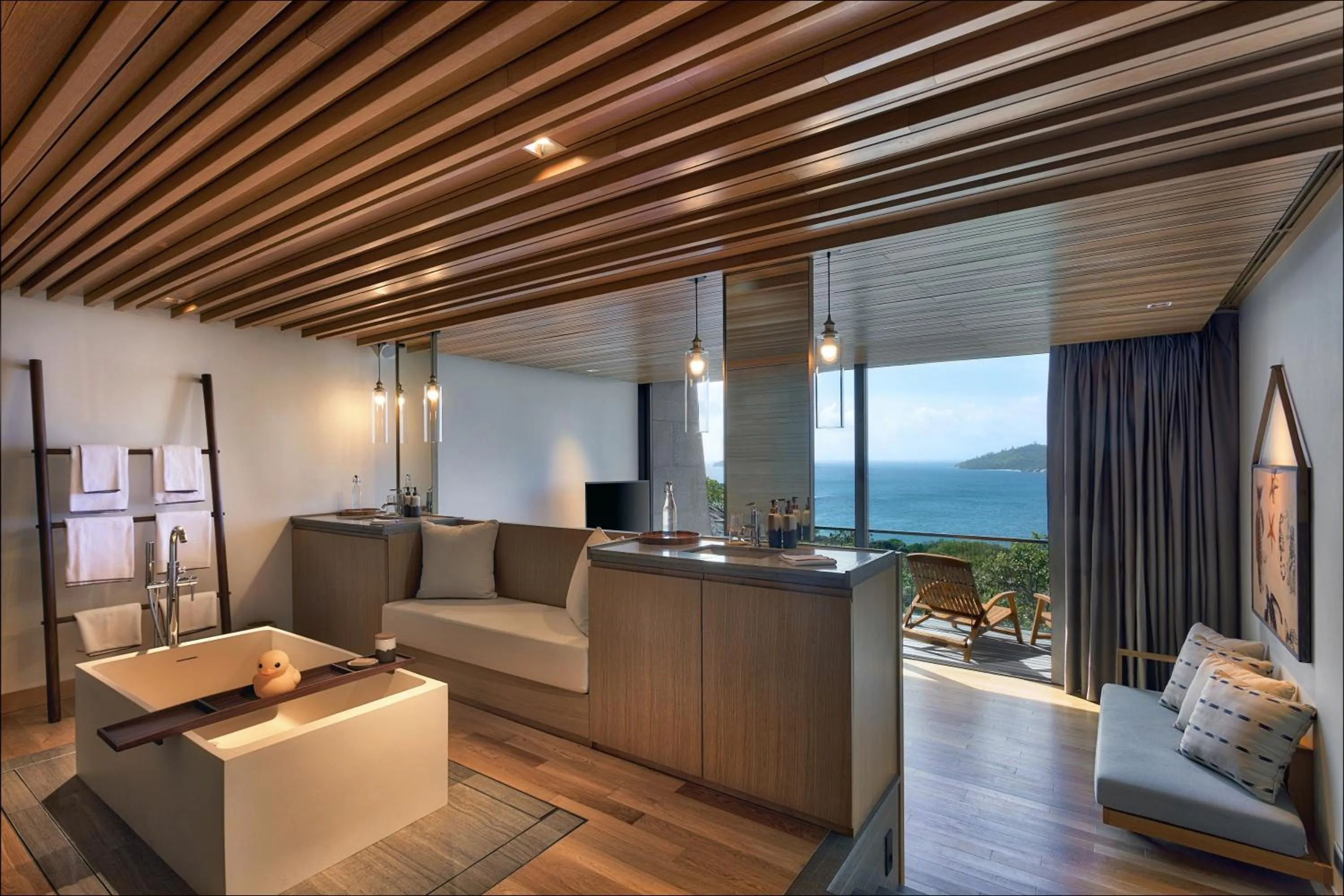 Bathroom in Six Senses Zil Pasyon, Seychelles