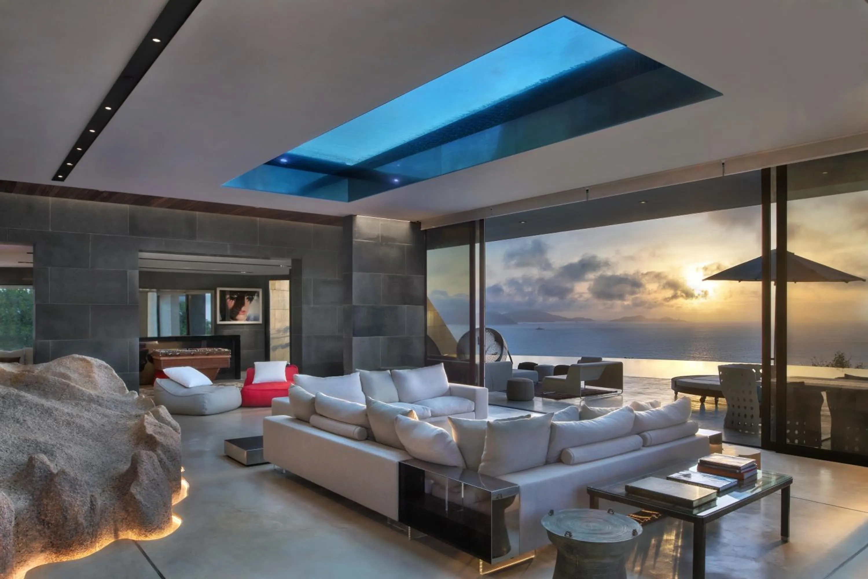 Living room in Six Senses Zil Pasyon, Seychelles