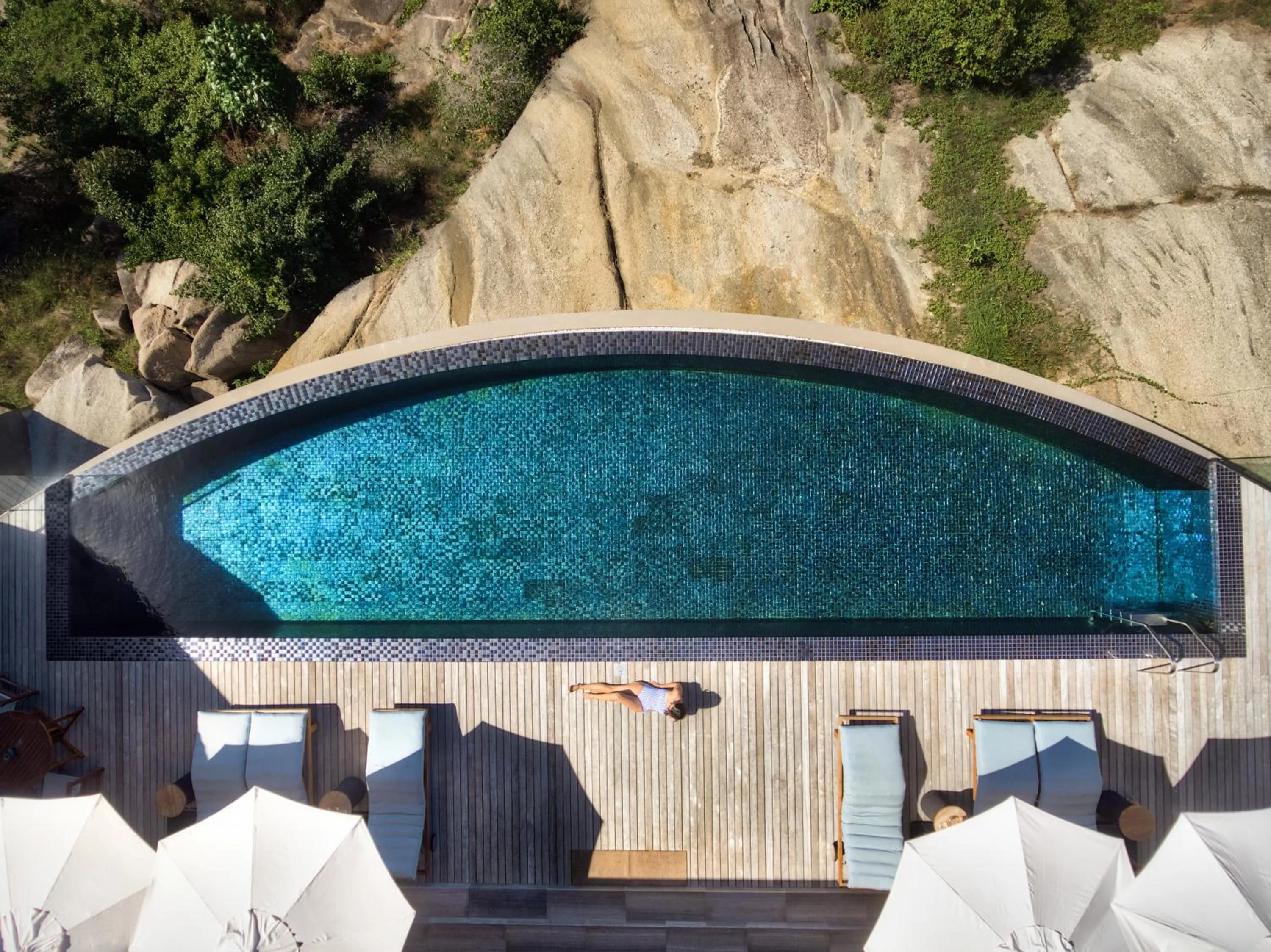 Pool view in Six Senses Zil Pasyon, Seychelles
