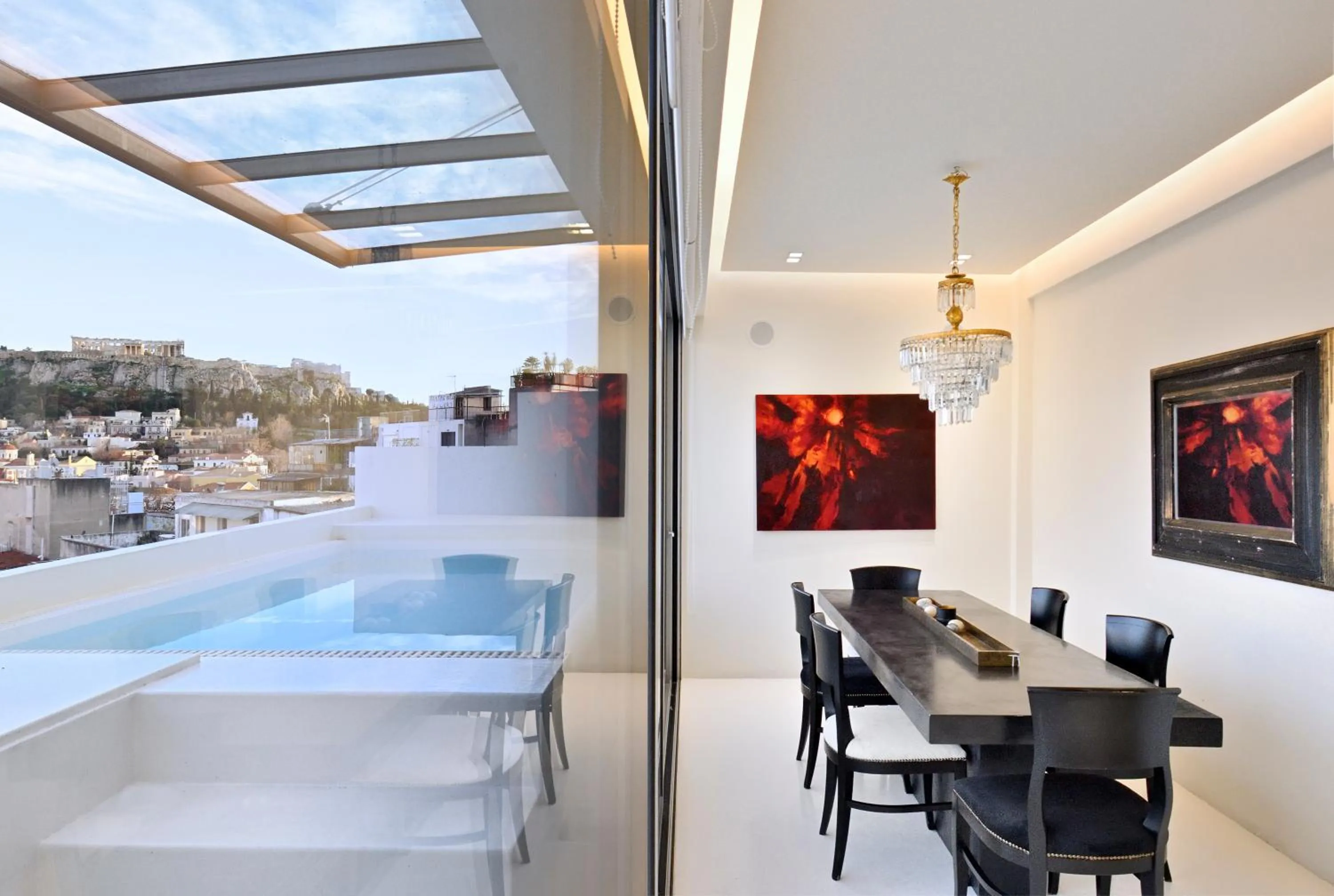 Dining area in ALTO PSYRRI PENTHOUSE by K&K