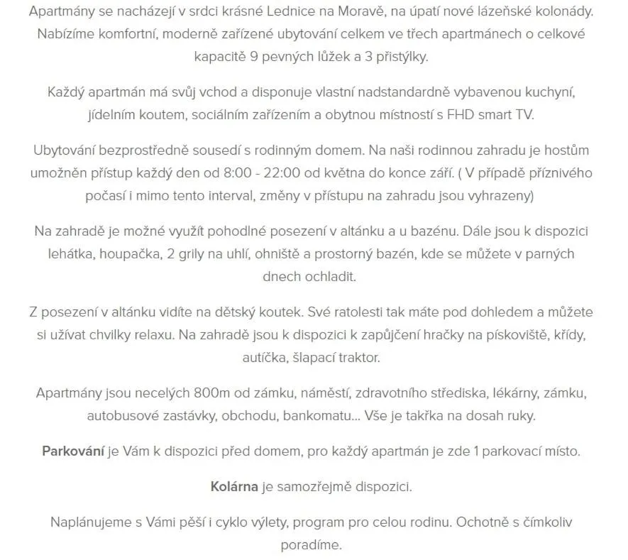 Apartmány na kolonádě