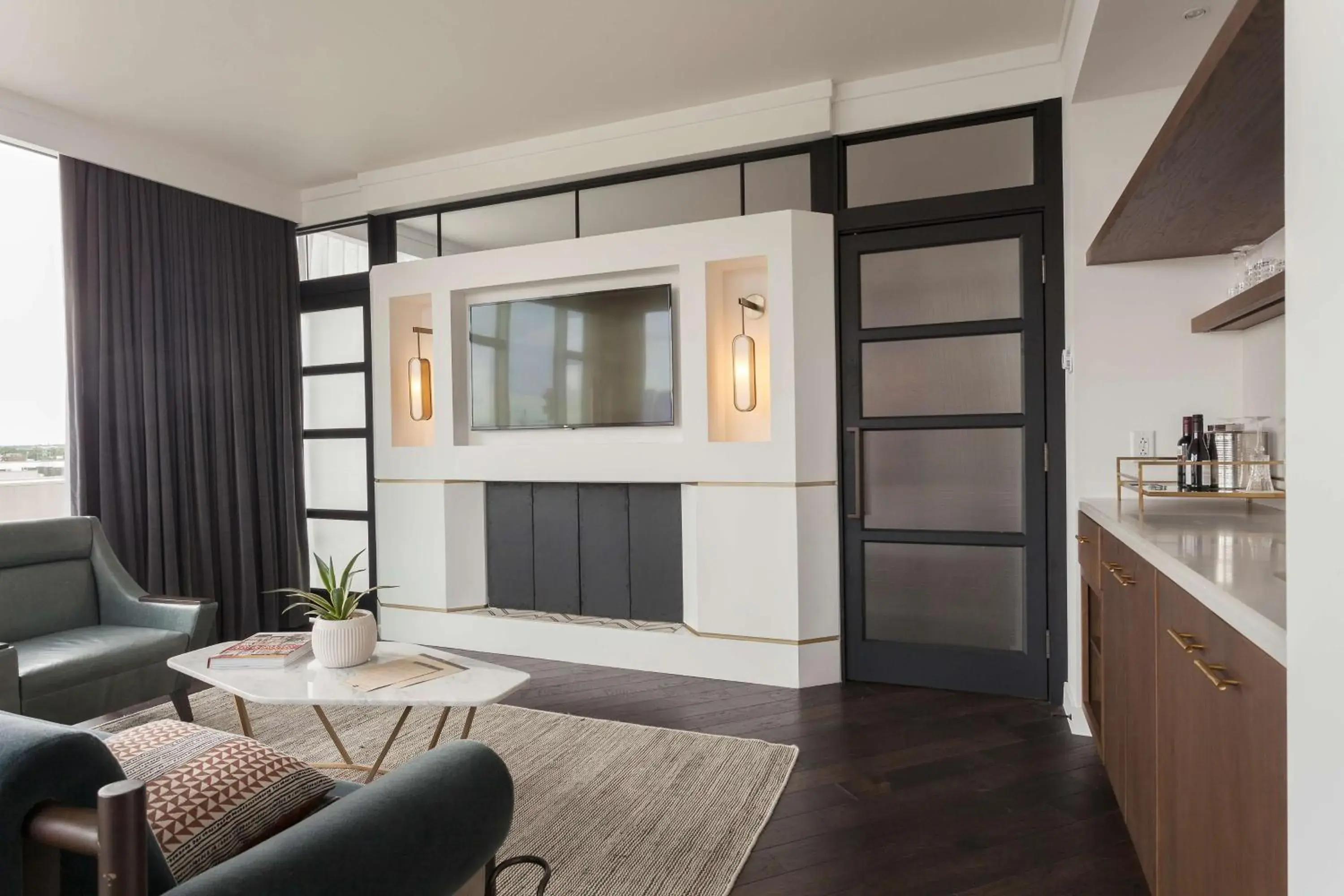 Living room in Thompson Nashville, by Hyatt Living room in Thompson Nashville, by Hyatt