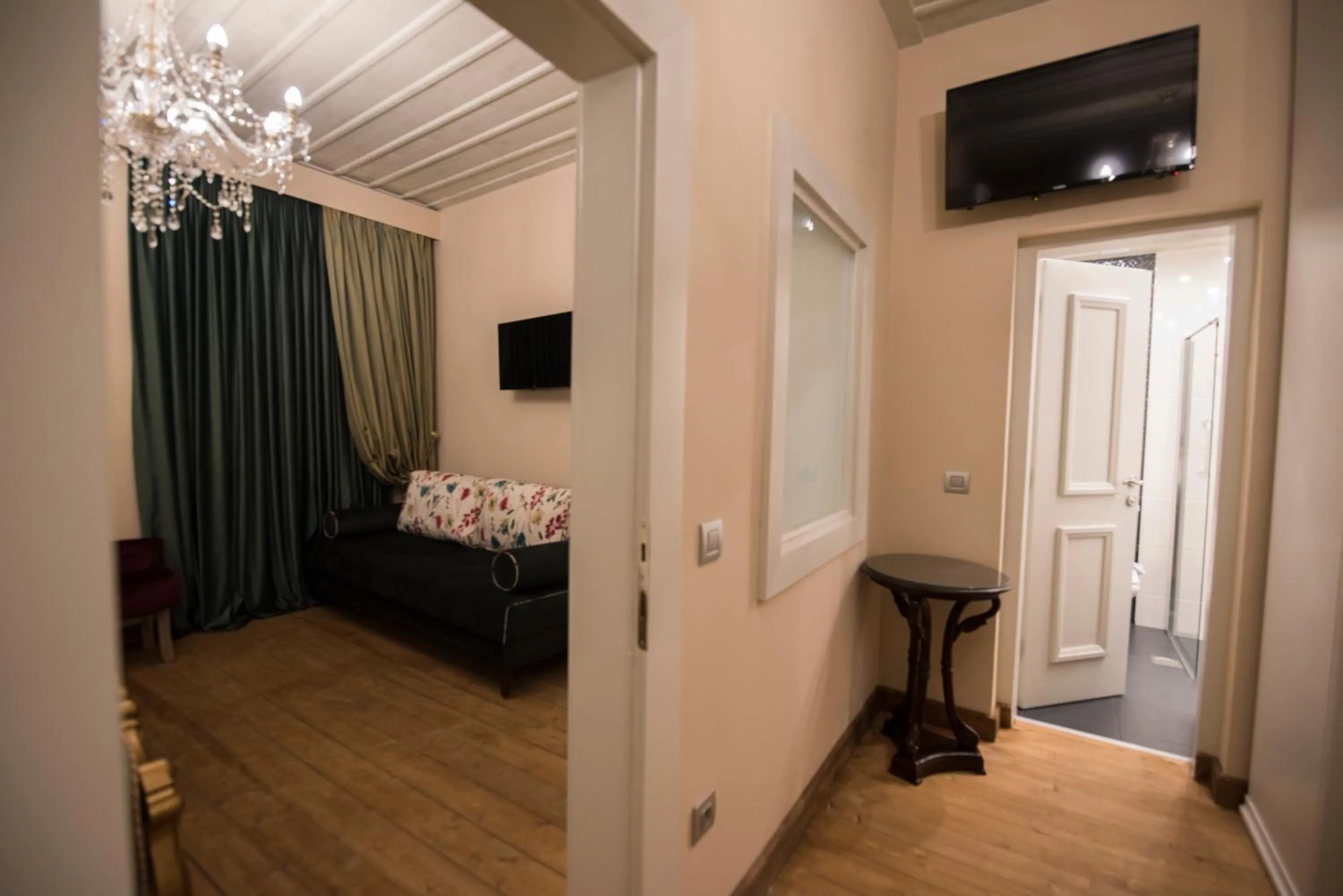 Seating area, Bed in Pension Dafni