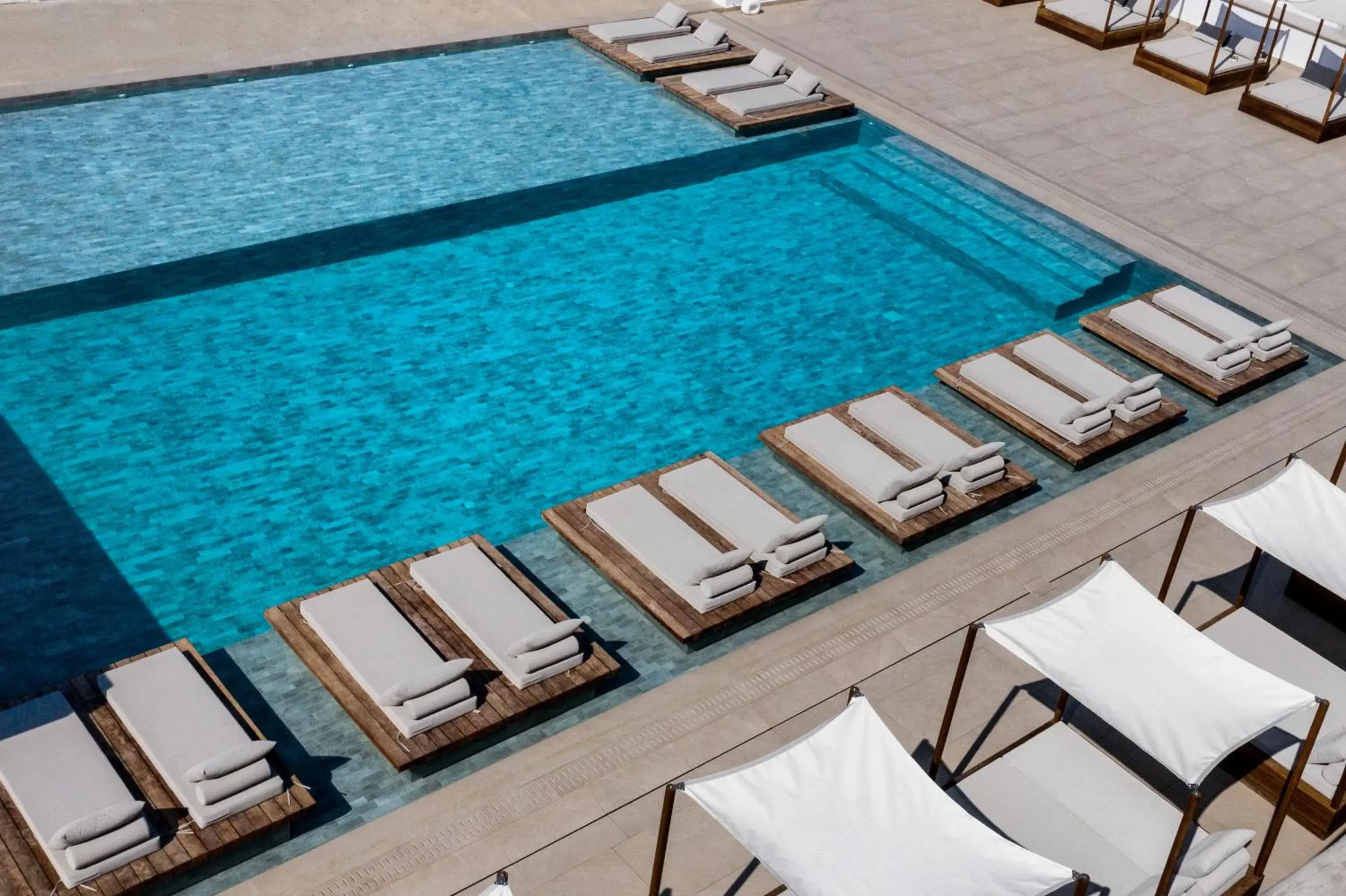 Pool view in Manoula's Beach Mykonos Resort Pool view in Manoula's Beach Mykonos Resort