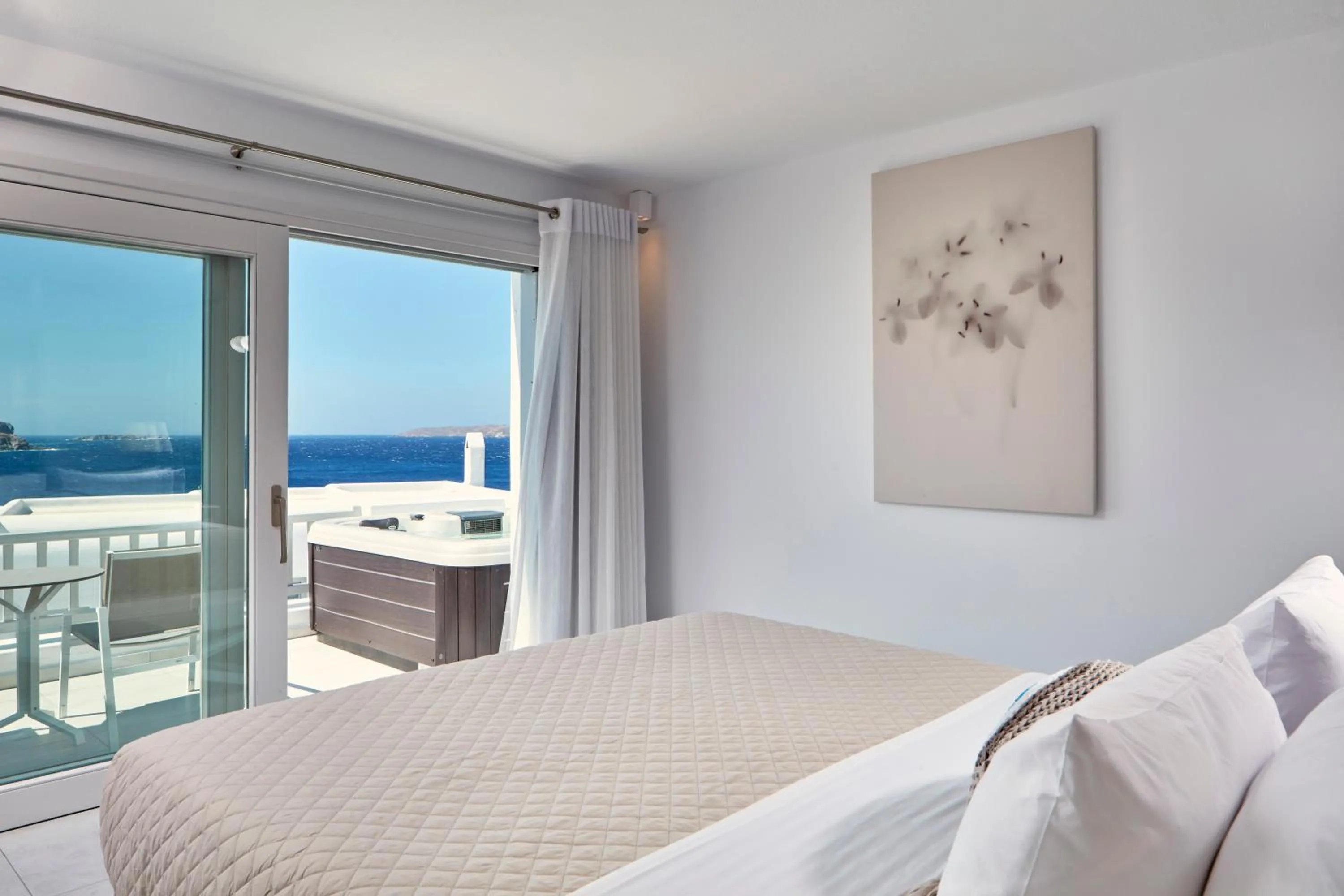 Bedroom, Bed in Manoula's Beach Mykonos Resort