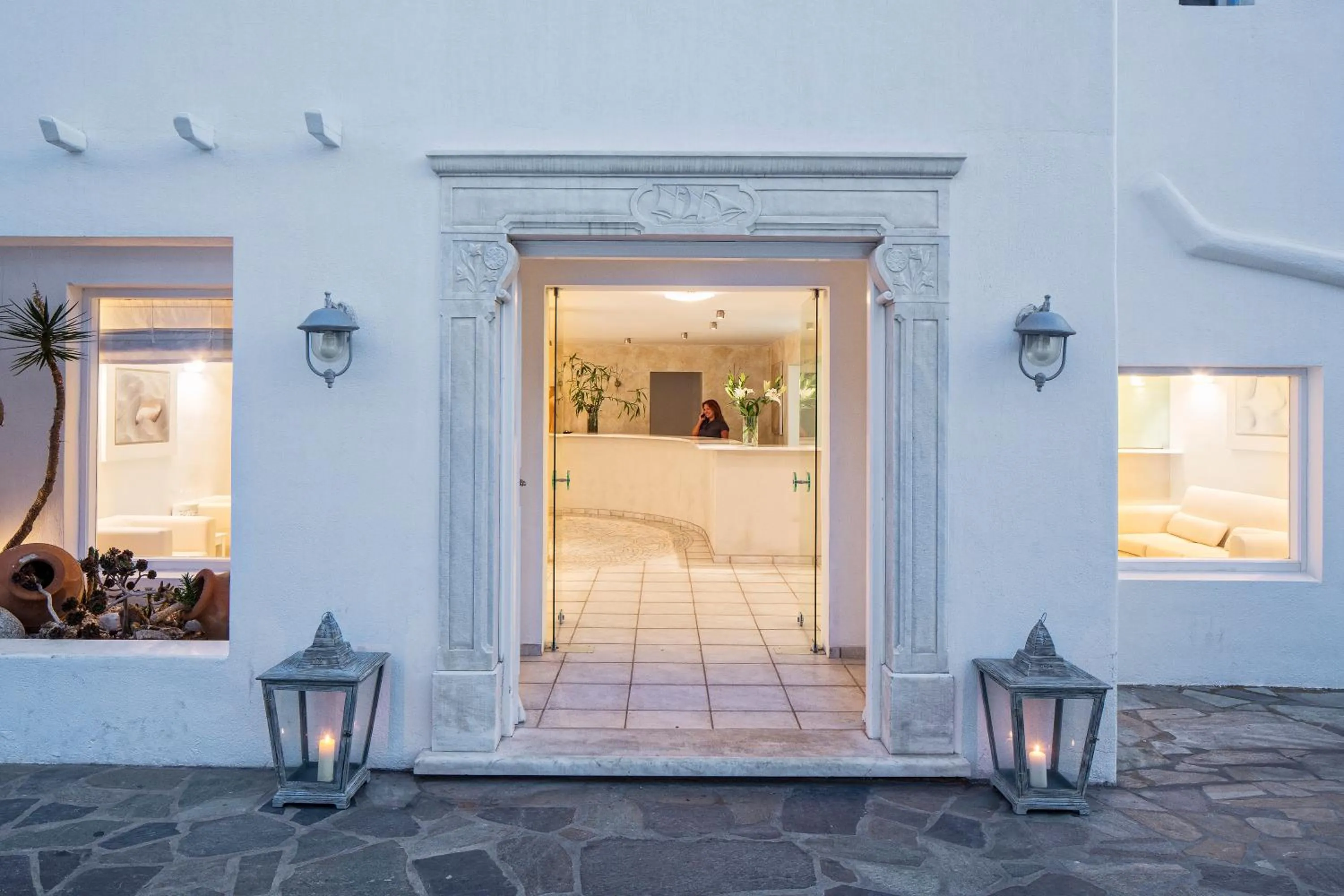 Facade/entrance in Manoula's Beach Mykonos Resort