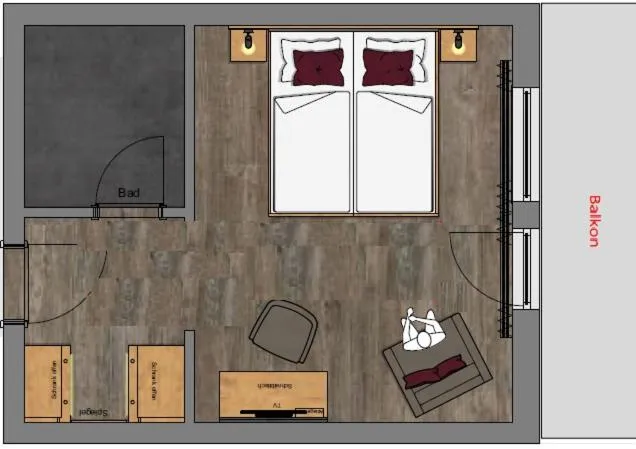 Floor plan, Bed in Hotel & Restaurant "Am Obstgarten"