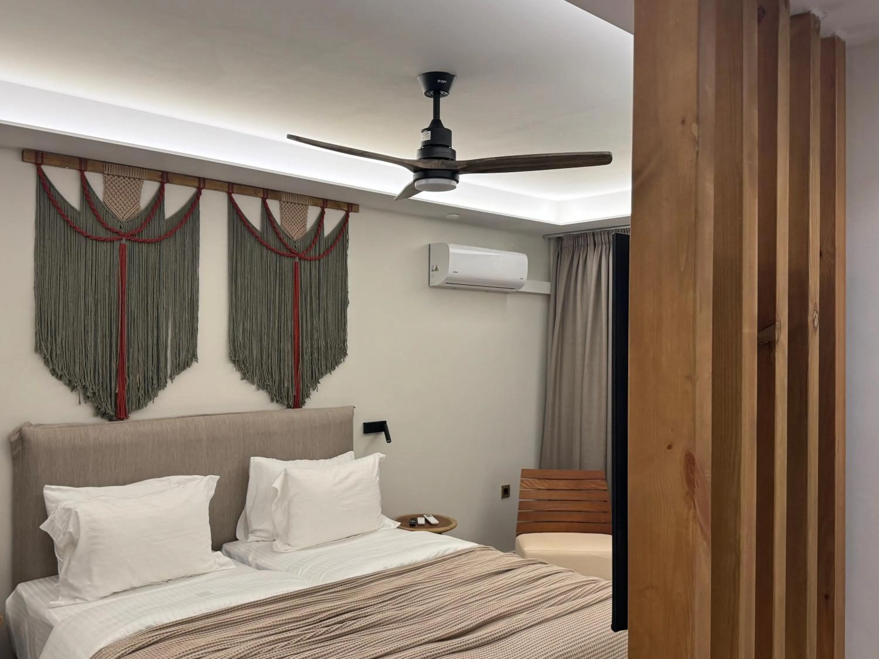 Bedroom, Bed in Τhe Noverian Antama Organic Beach Resort Chania