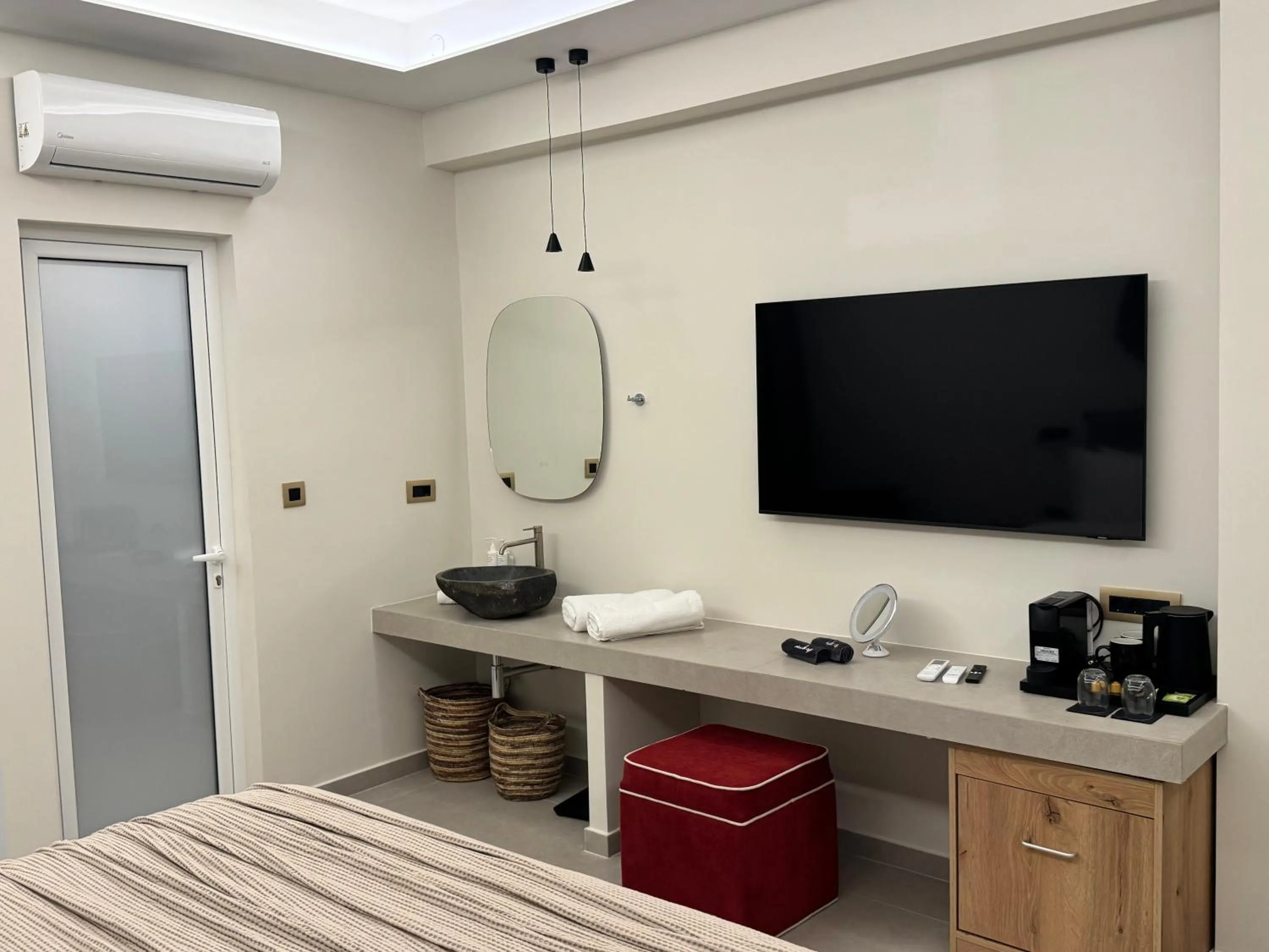 Bedroom in Τhe Noverian Antama Organic Beach Resort Chania