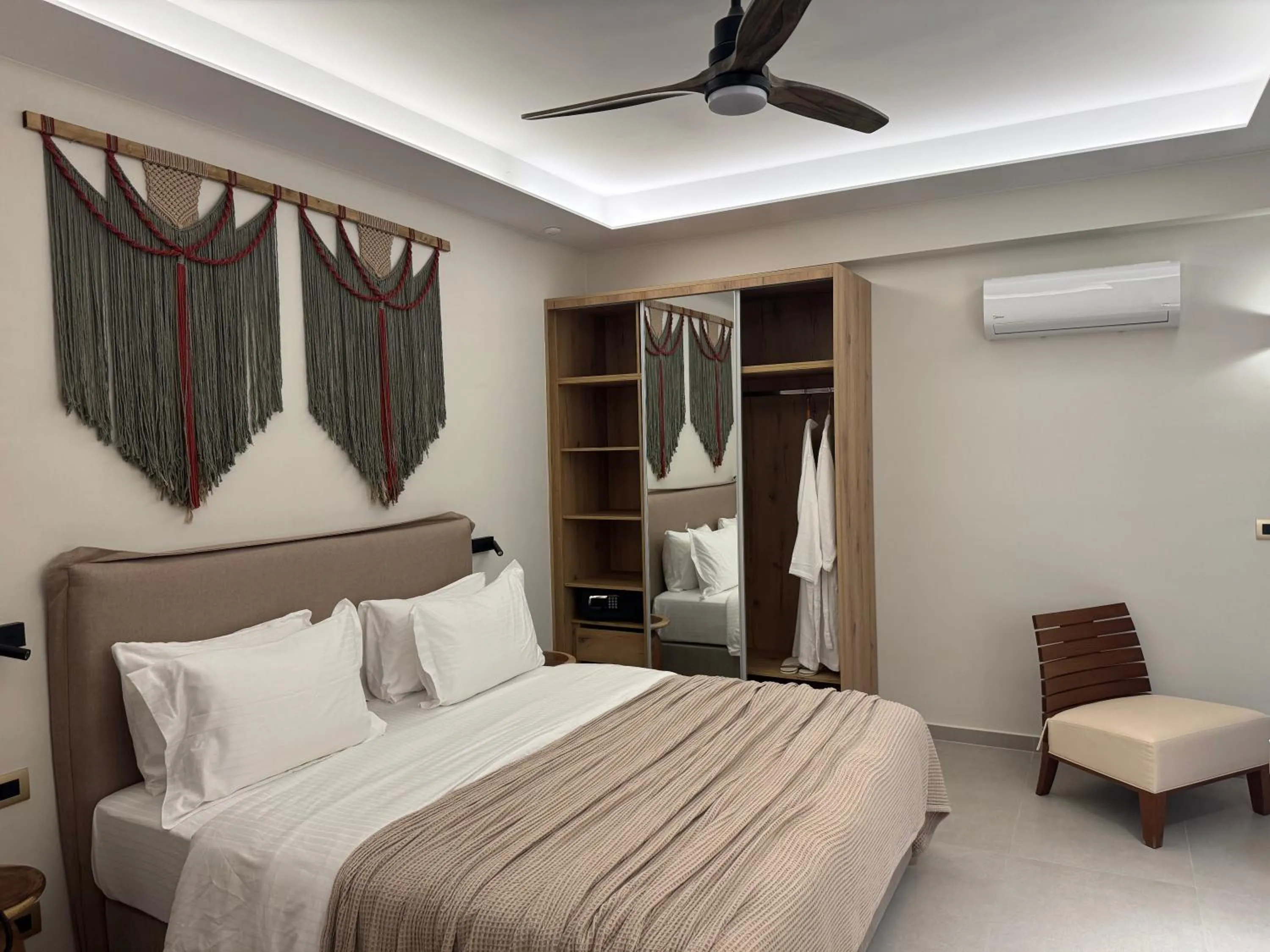 Bedroom, Bed in Τhe Noverian Antama Organic Beach Resort Chania