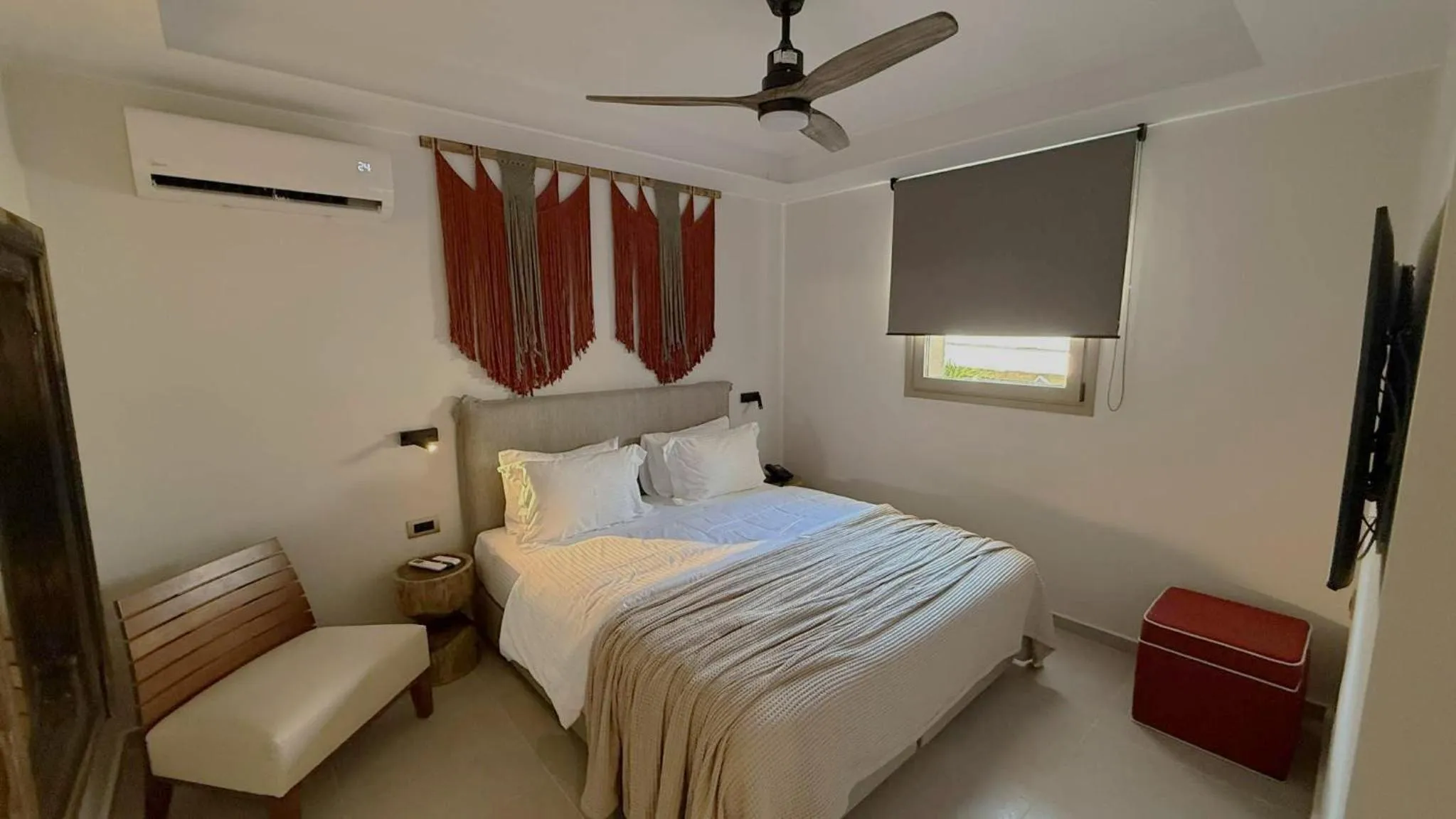 Bedroom, Bed in Τhe Noverian Antama Organic Beach Resort Chania