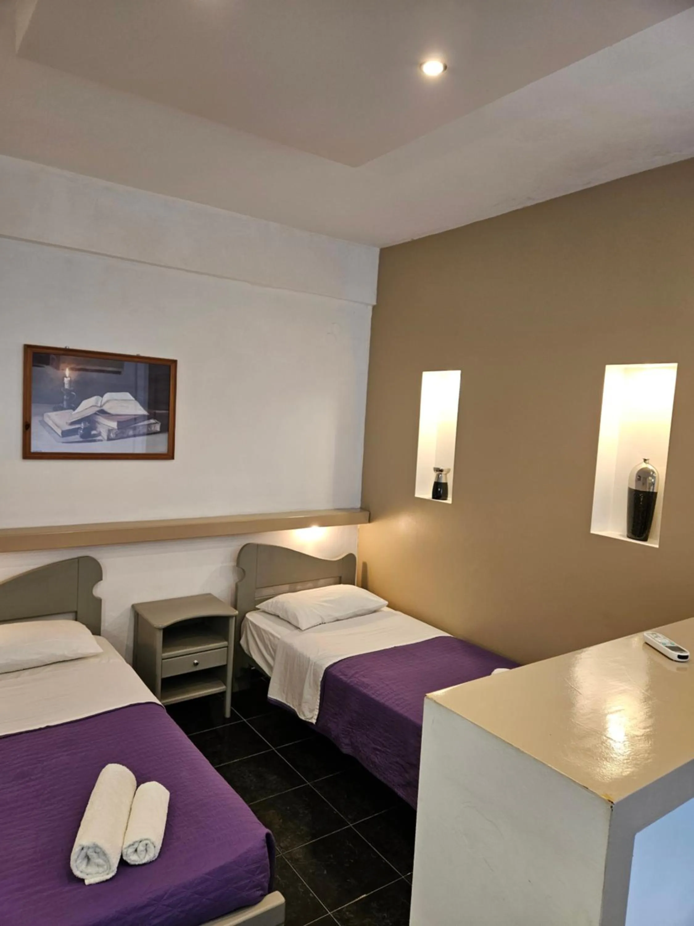 Bed in Skala Sunset Hotel and spa