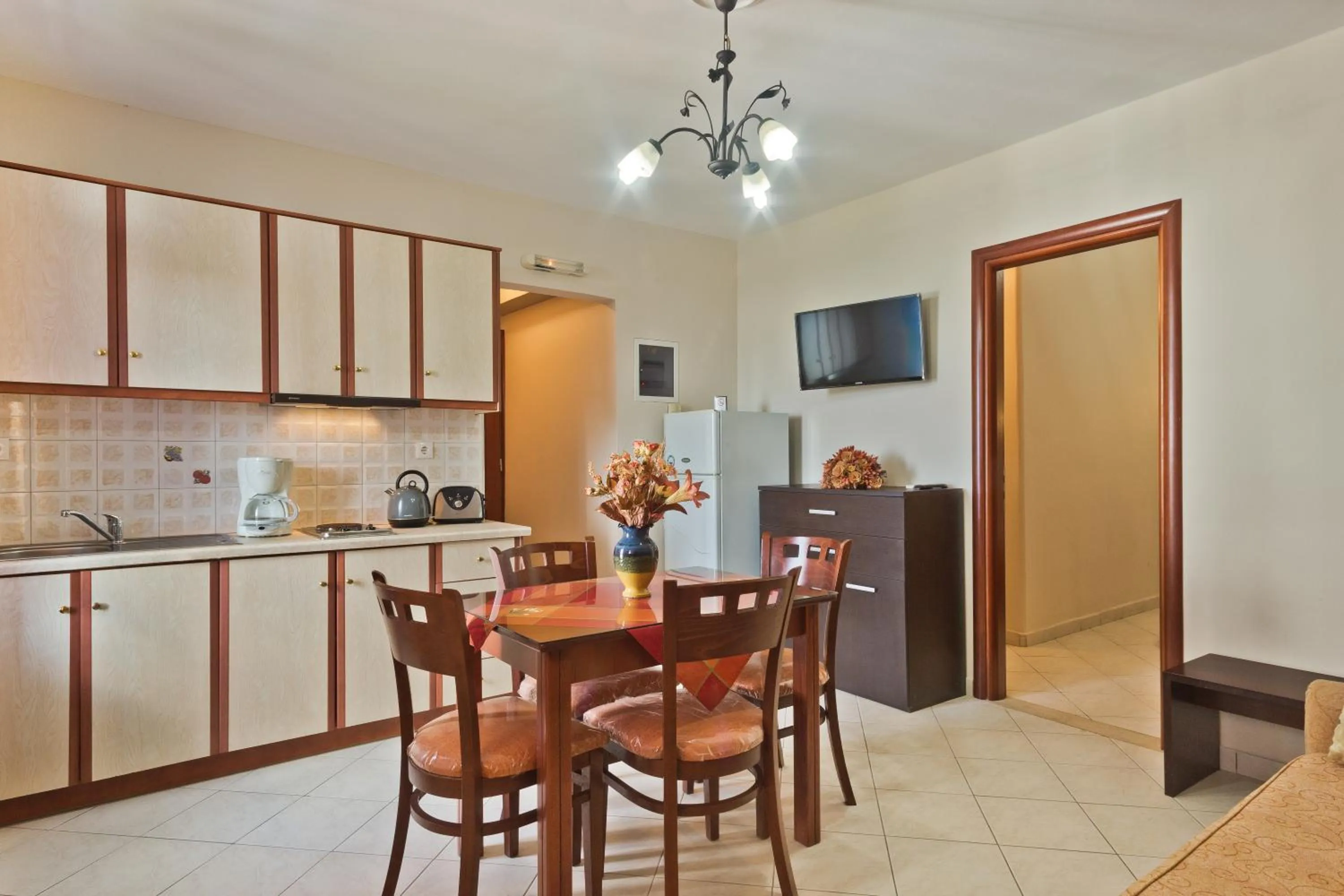 Kitchen or kitchenette in Alkioni Hotel
