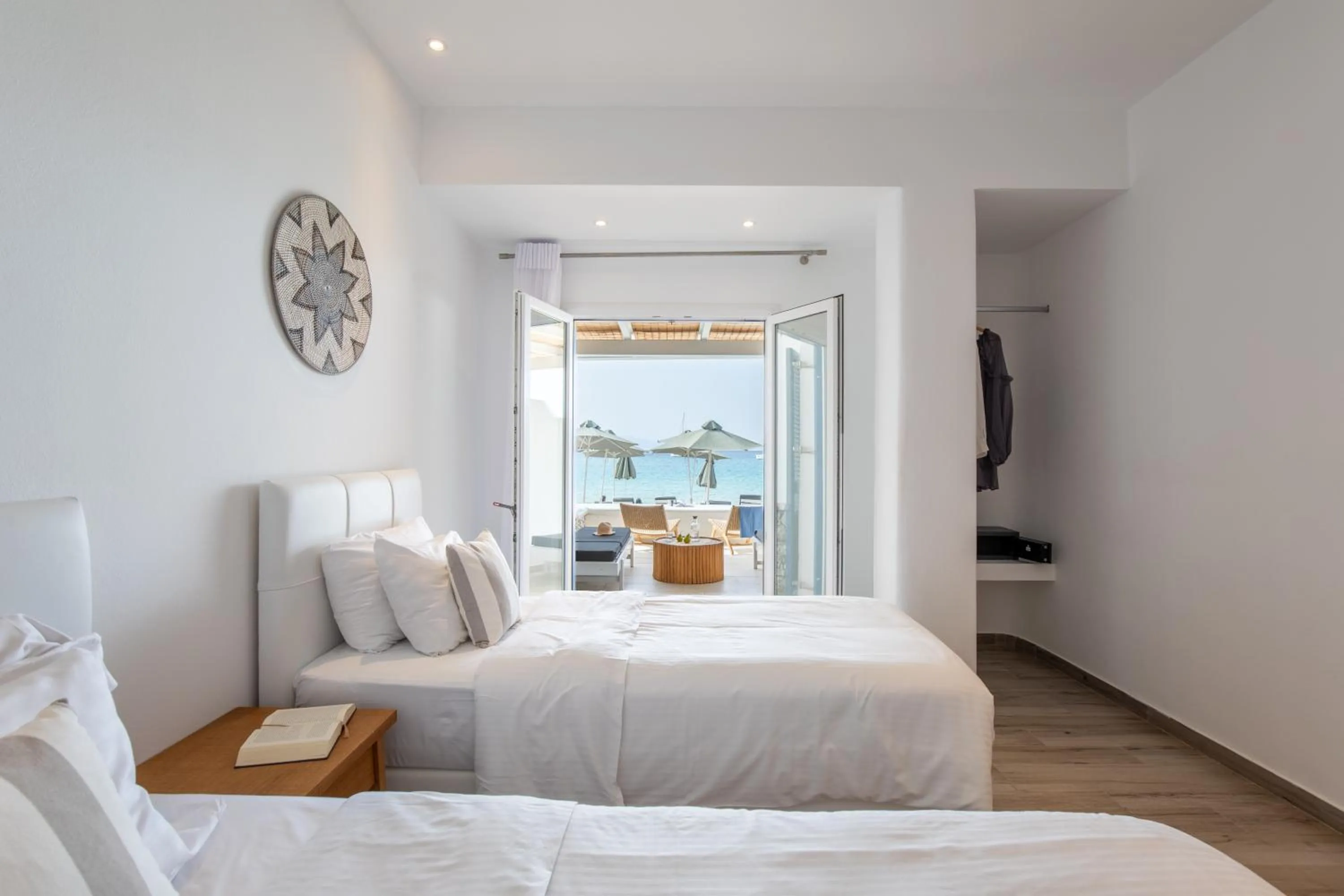 Bedroom, Bed in Acrogiali Beachfront Hotel Mykonos