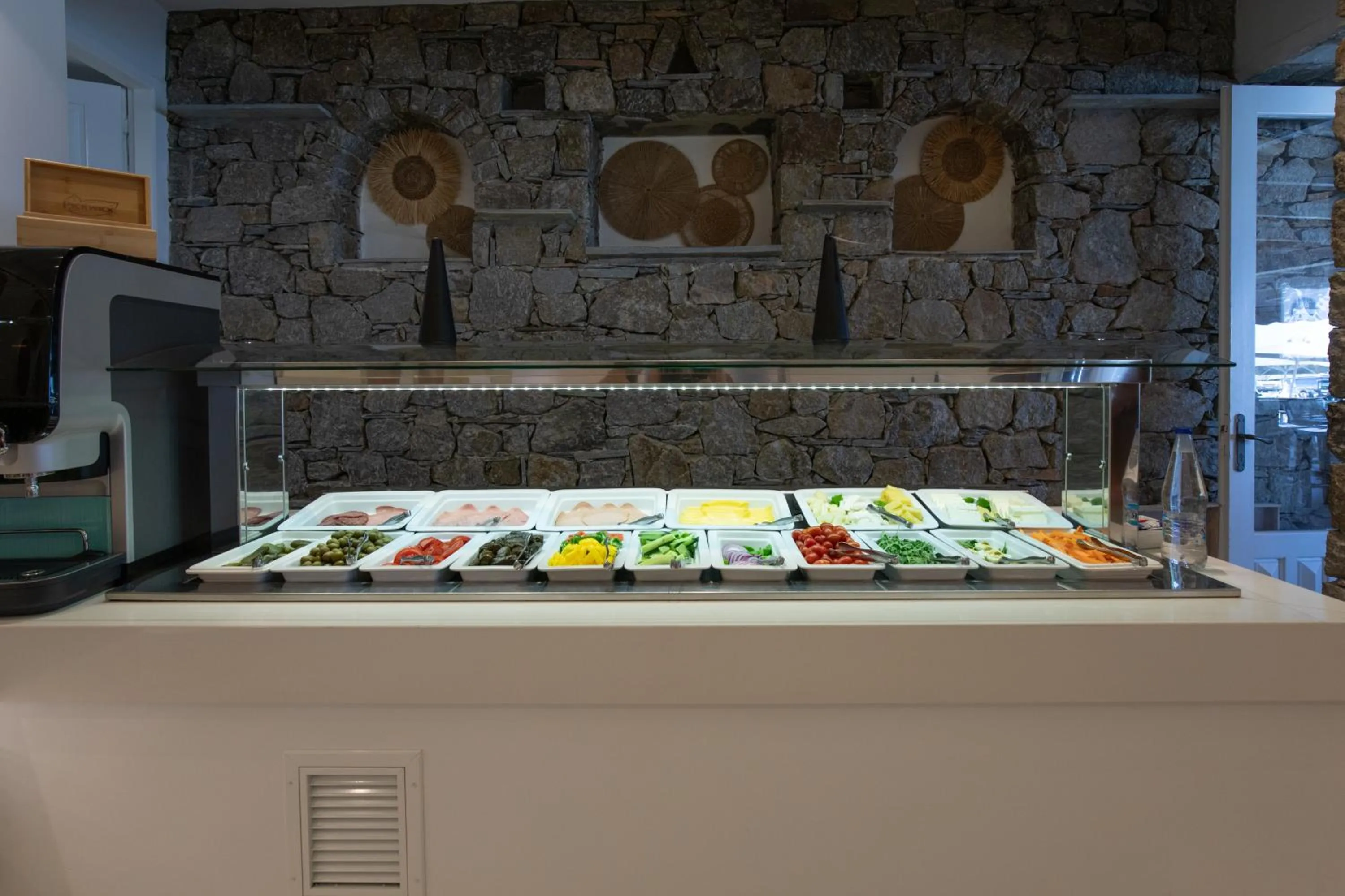 Buffet breakfast in Acrogiali Beachfront Hotel Mykonos