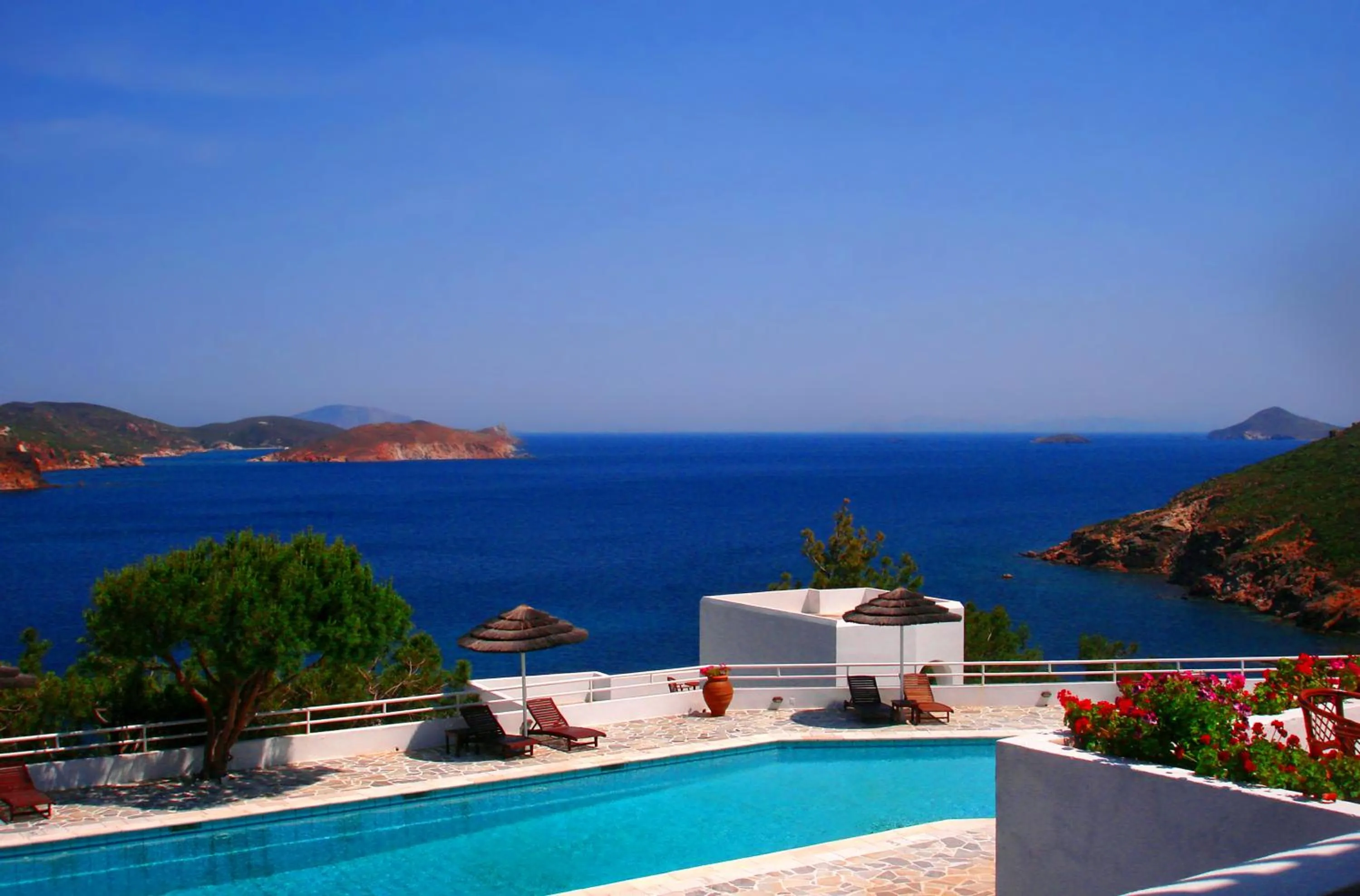 Pool view in Patmos Paradise Hotel
