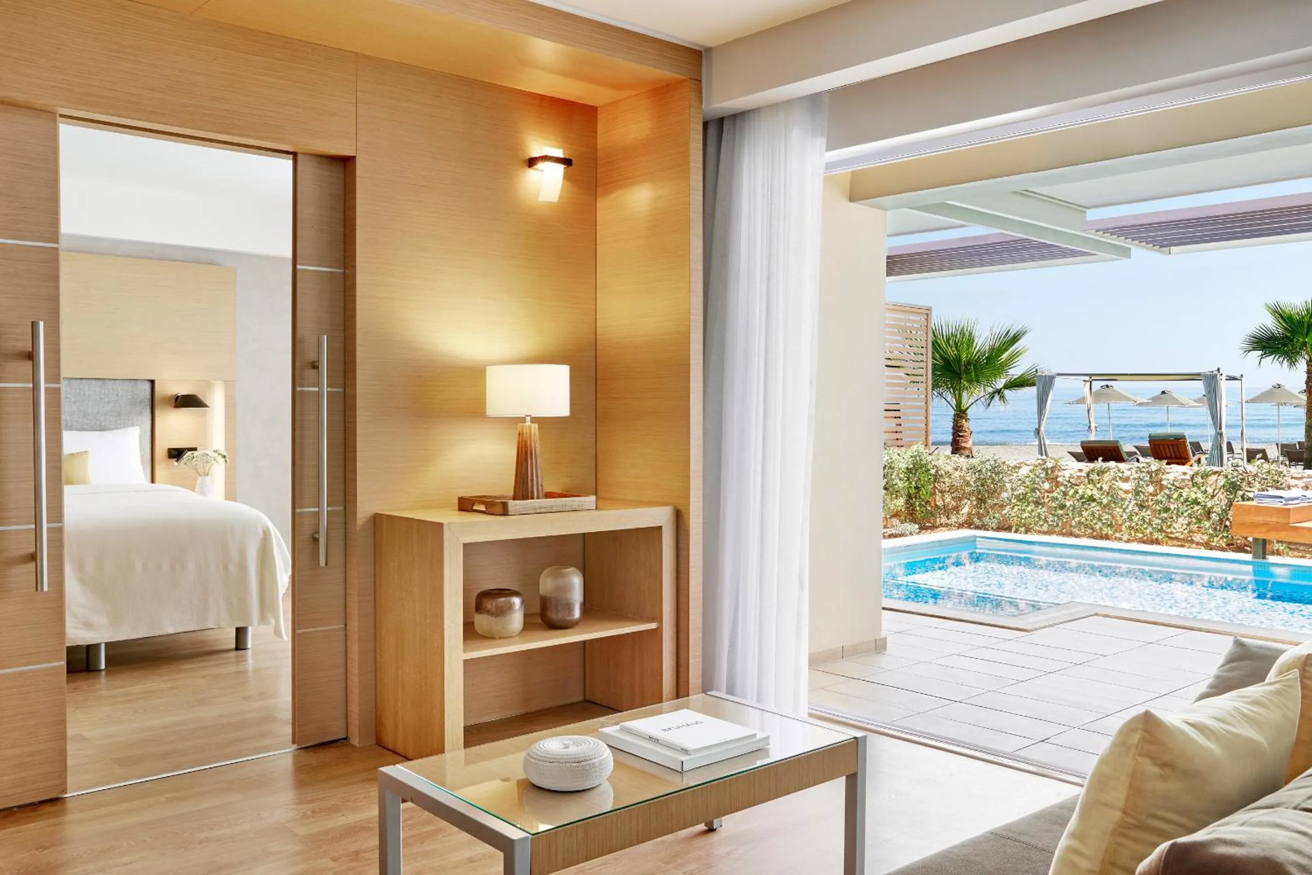 Living room, Bed in Minoa Palace Resort