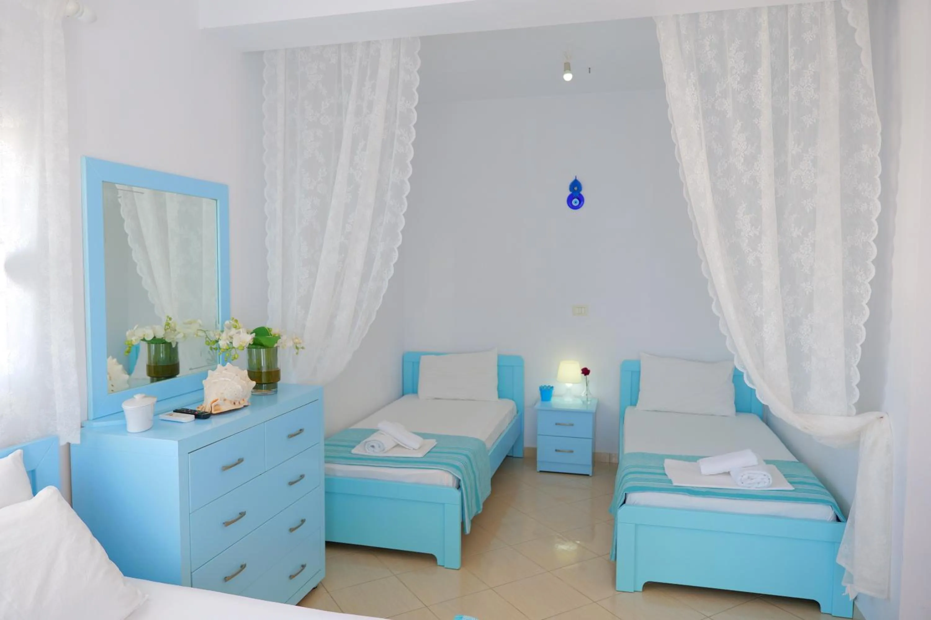 Bed in Hotel Two Mermaids Ksamil