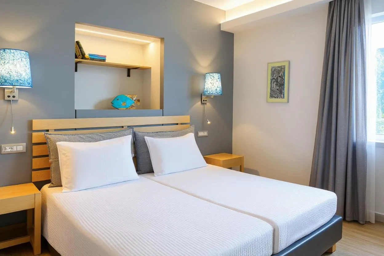 Bed in Sergiani Garden Hotel Apartments