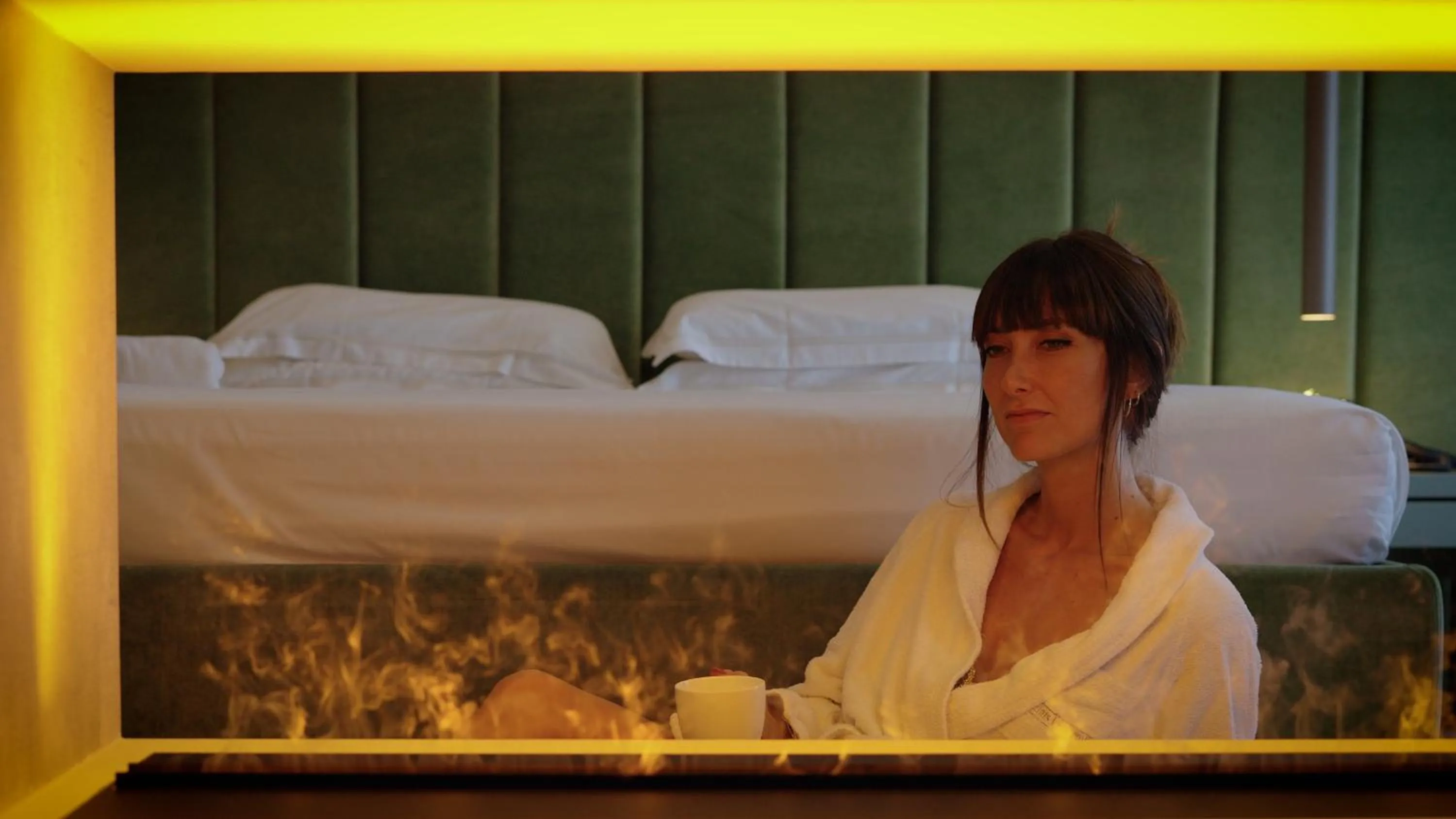 fireplace, Bed in Relais Le Betulle