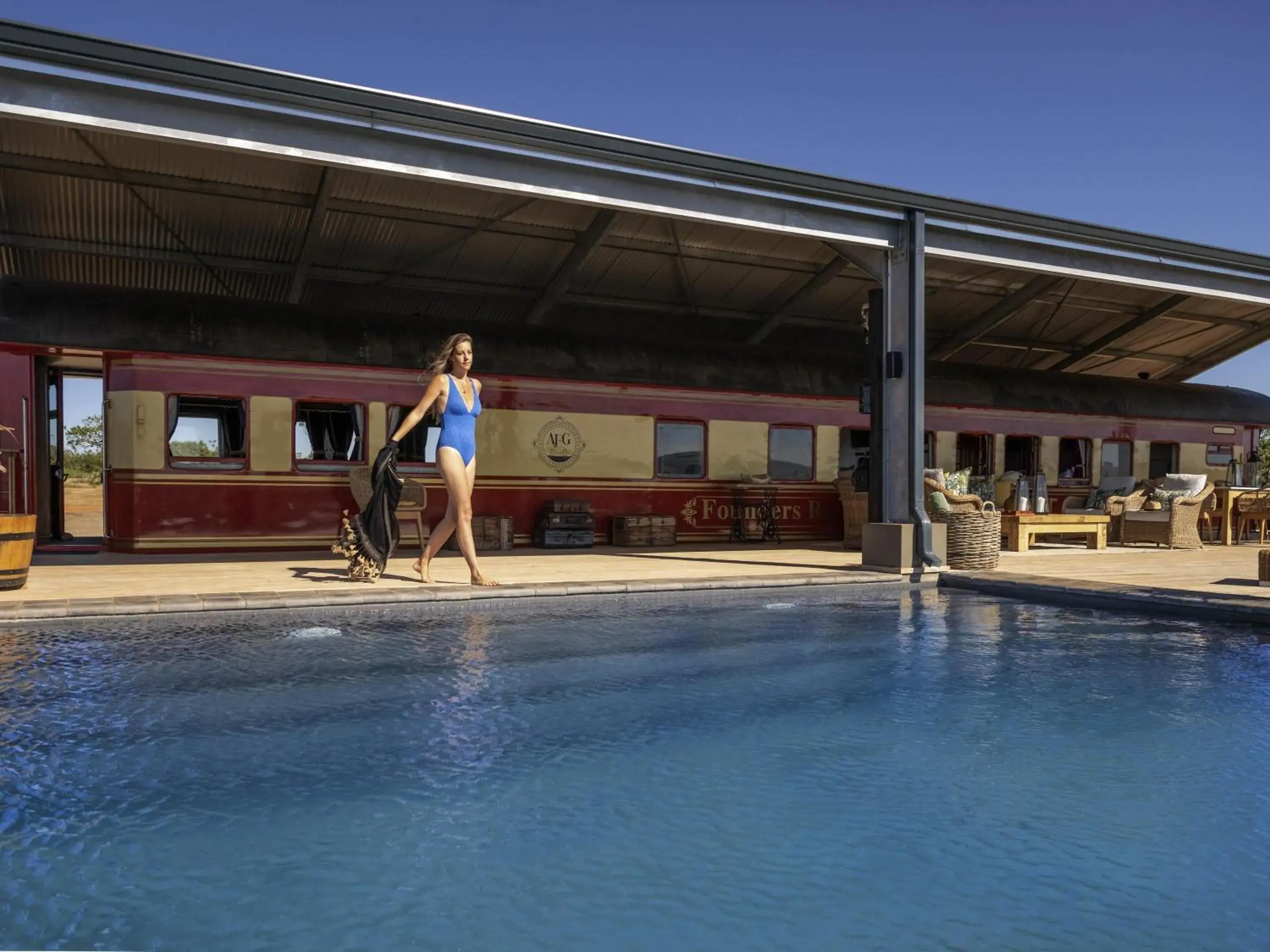 Pool view in Founders Lodge by Mantis Pool view in Founders Lodge by Mantis
