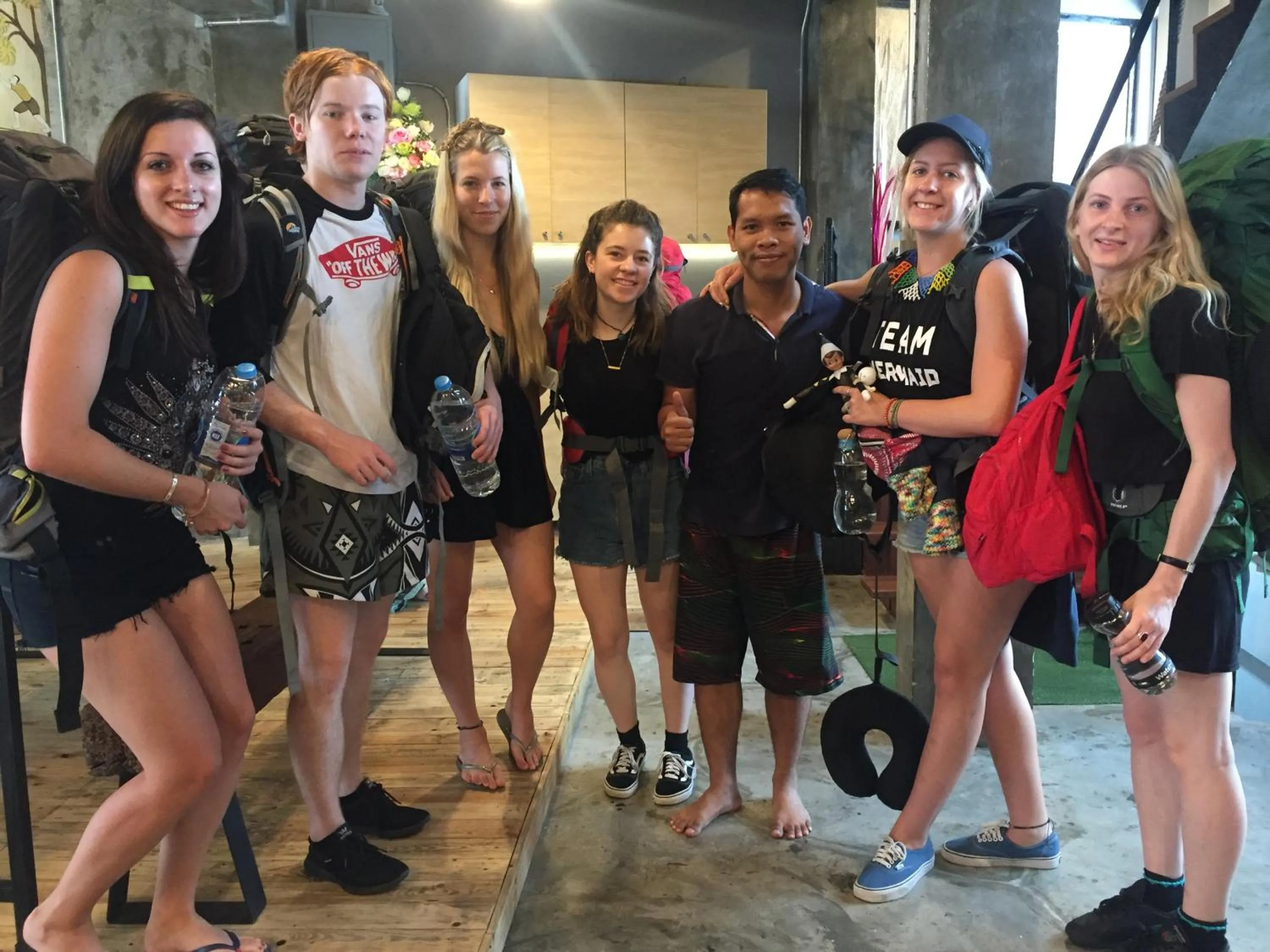 group of guests in ThongLor Travellers Hostel and Cafe