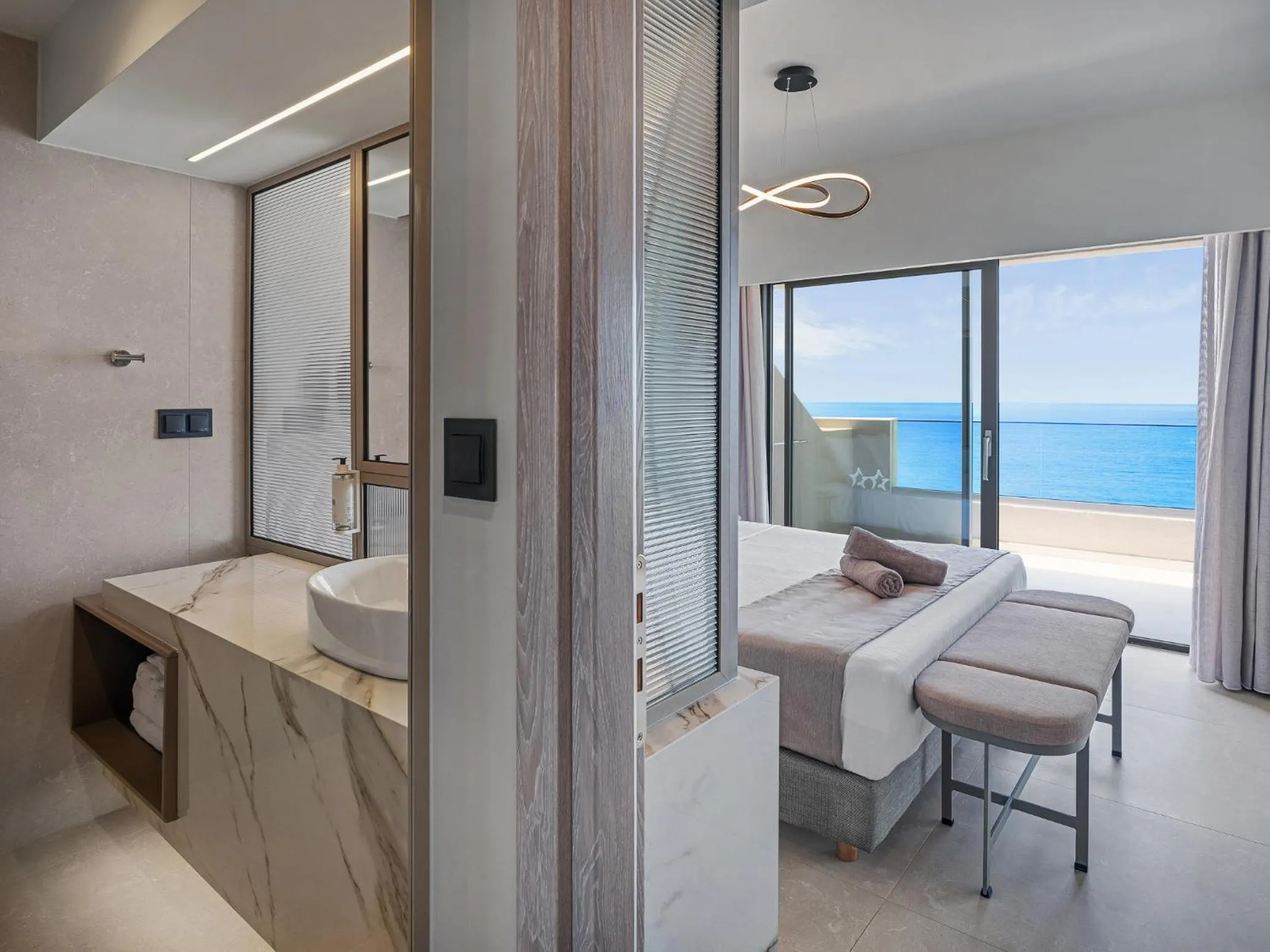 Bathroom, Bed in Creta Star Hotel - Adults Only