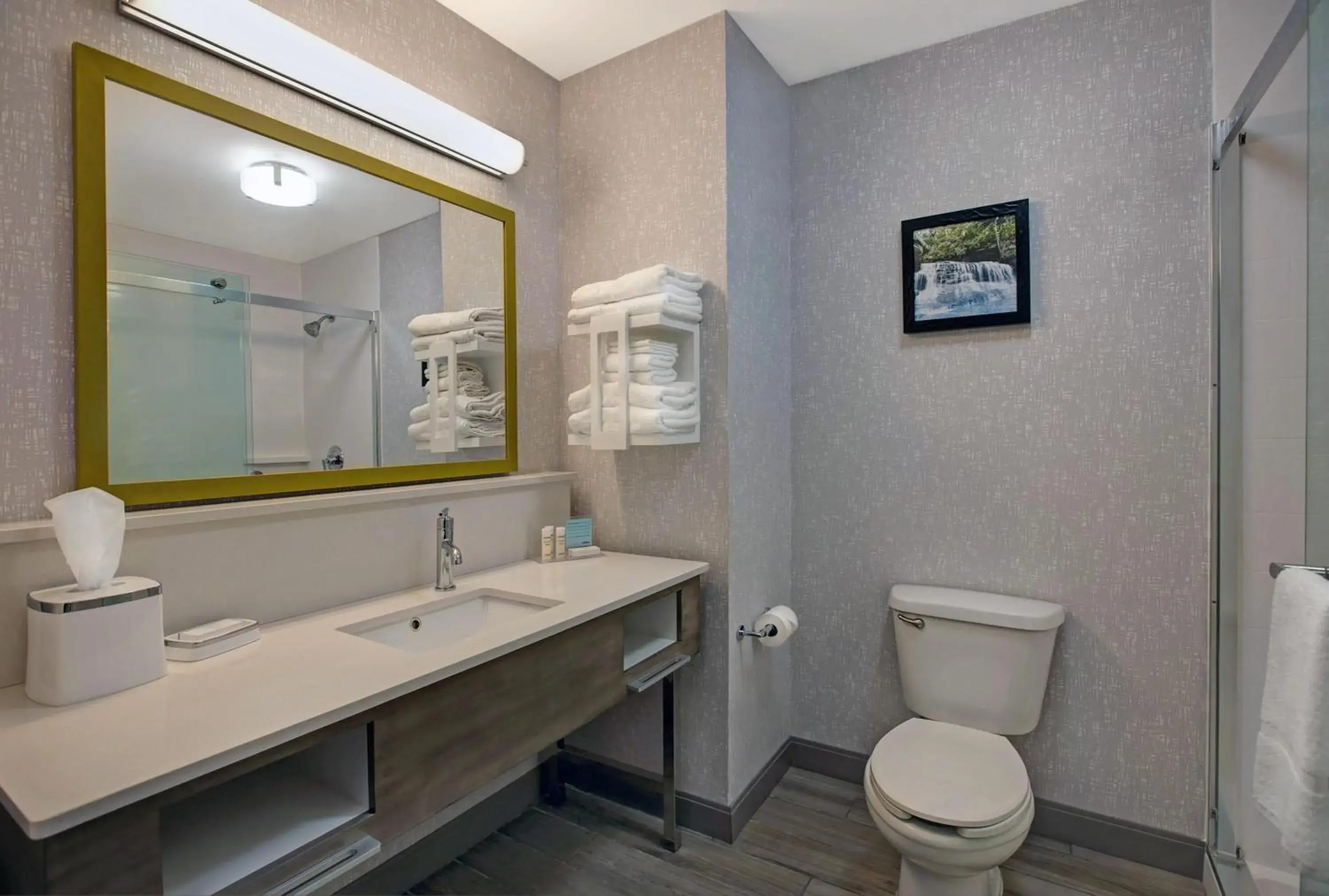 Bathroom in Hampton Inn Westfield Bathroom in Hampton Inn Westfield