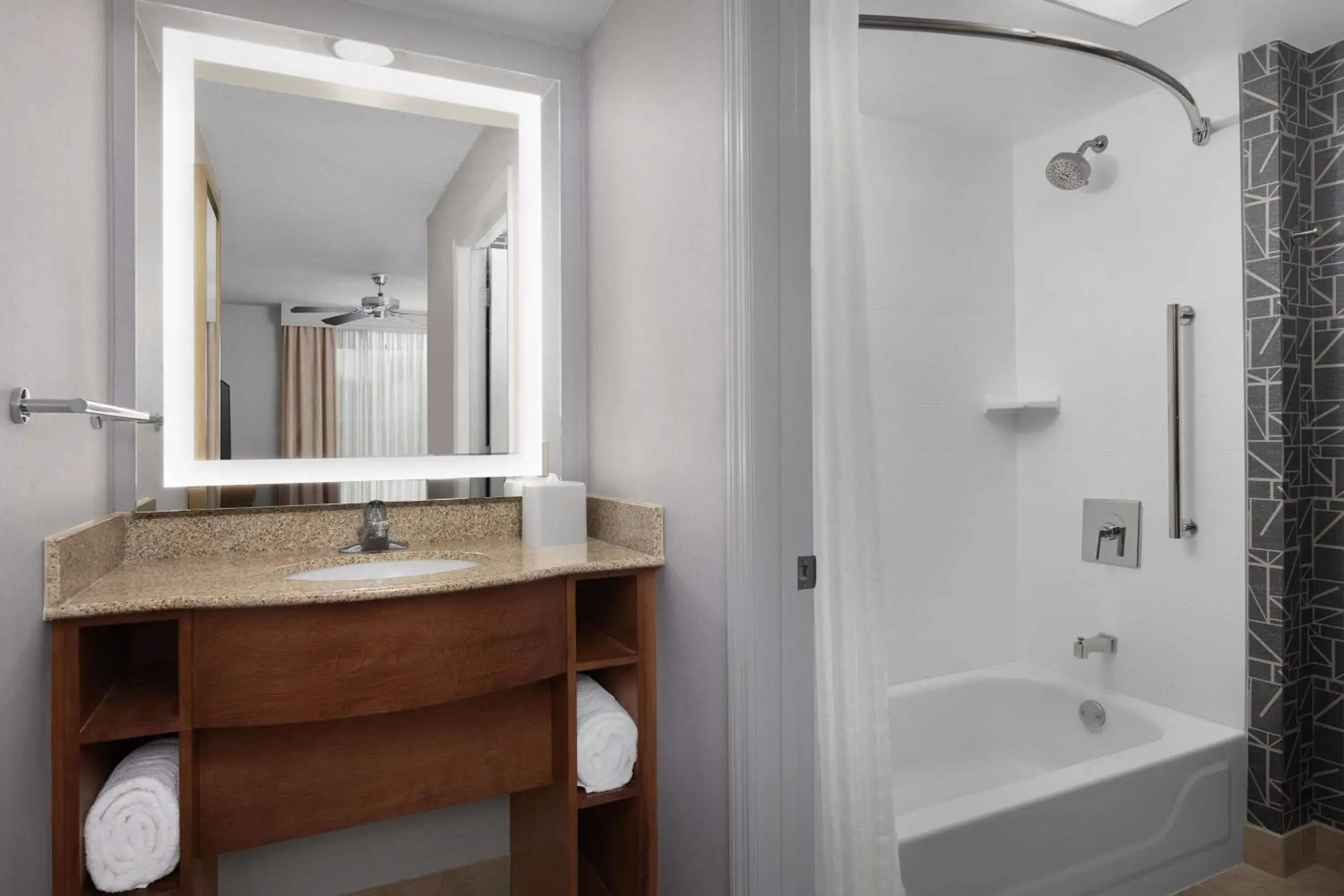 Bathroom in Homewood Suites by Hilton Raleigh-Durham Airport at RTP Bathroom in Homewood Suites by Hilton Raleigh-Durham Airport at RTP