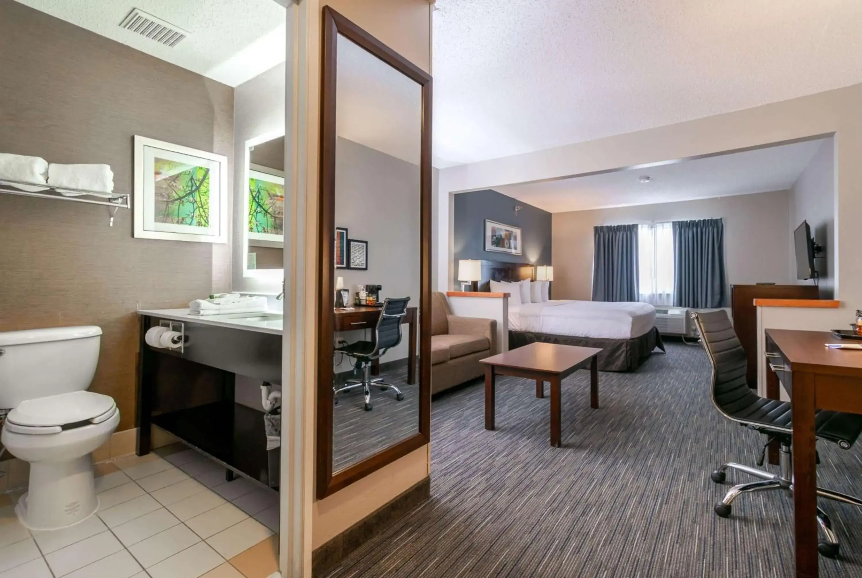 Deluxe King Room with Roll-In Shower - Mobility/Hearing Accessible - Non-Smoking in Wingate by Wyndham Great Falls Deluxe King Room with Roll-In Shower - Mobility/Hearing Accessible - Non-Smoking in Wingate by Wyndham Great Falls
