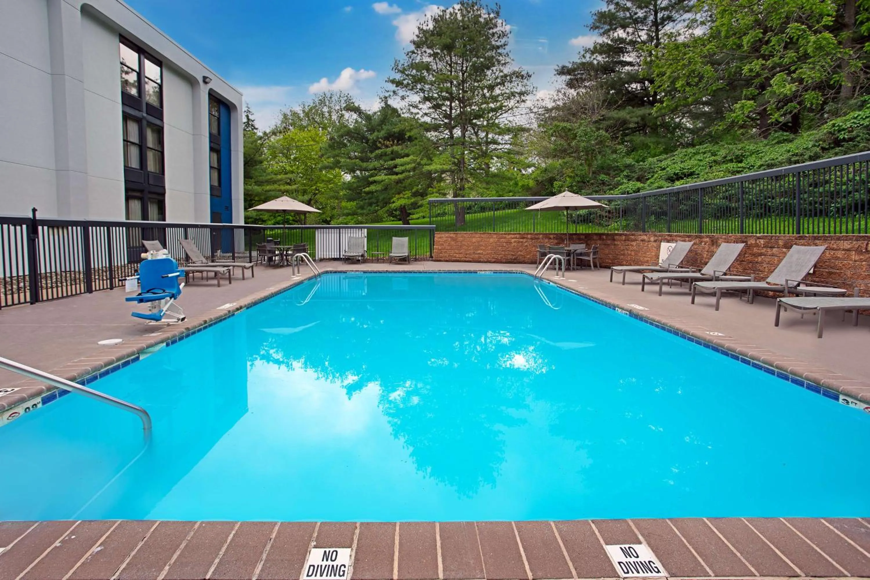 Pool view in Hampton Inn State College