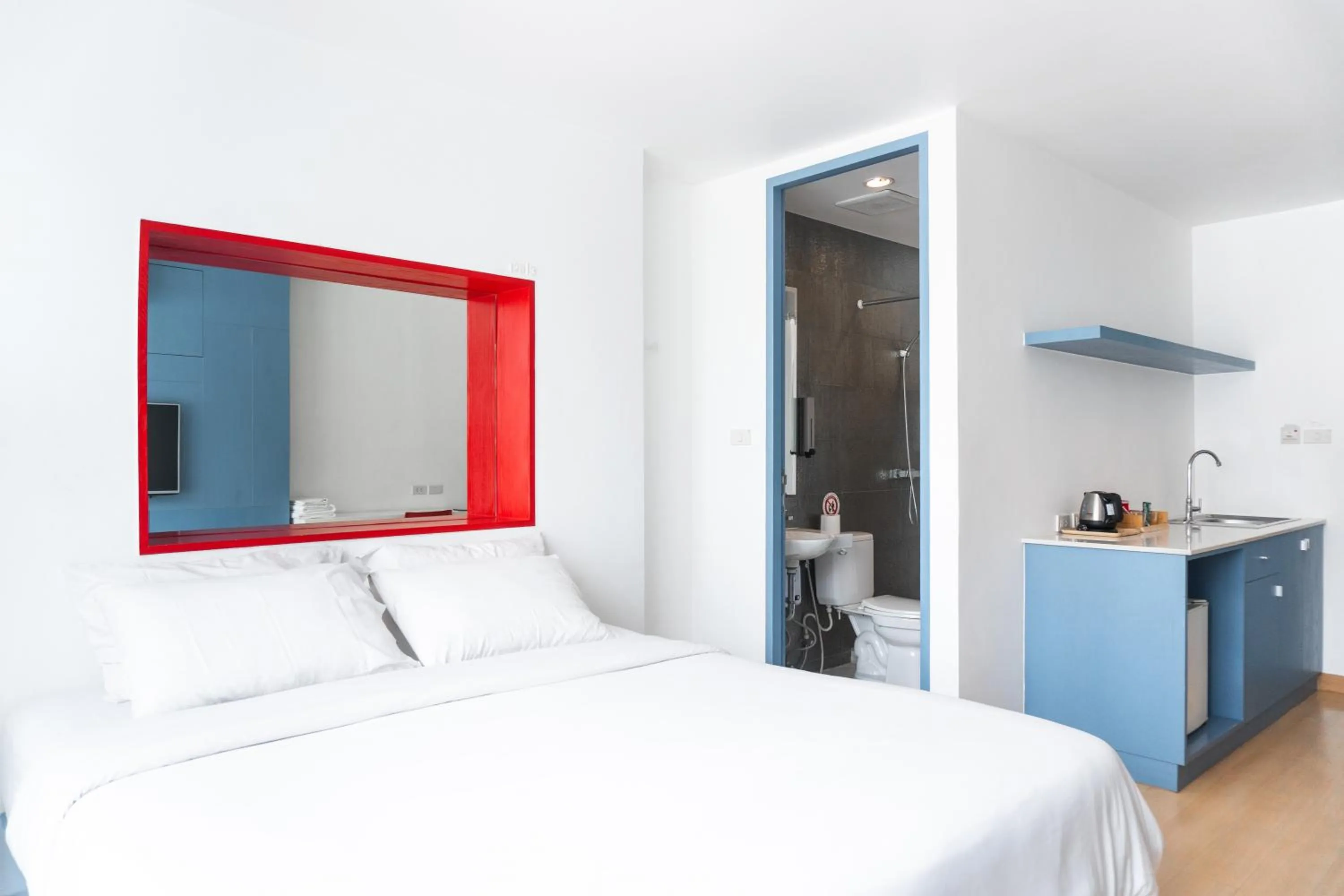 Bathroom, Bed in 128 room and massage