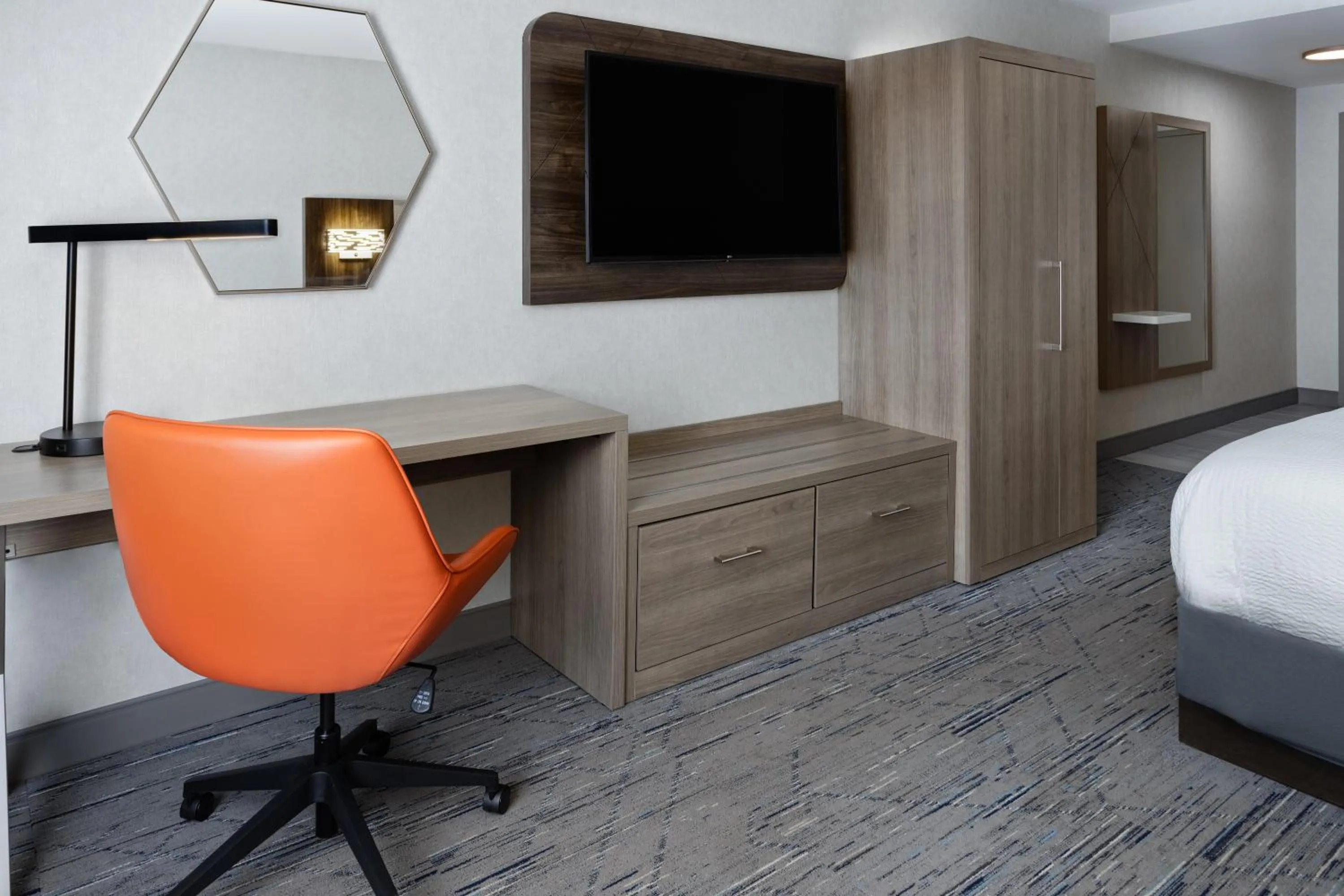 wardrobe, Bed in Holiday Inn Express Hotel & Suites Brattleboro by IHG