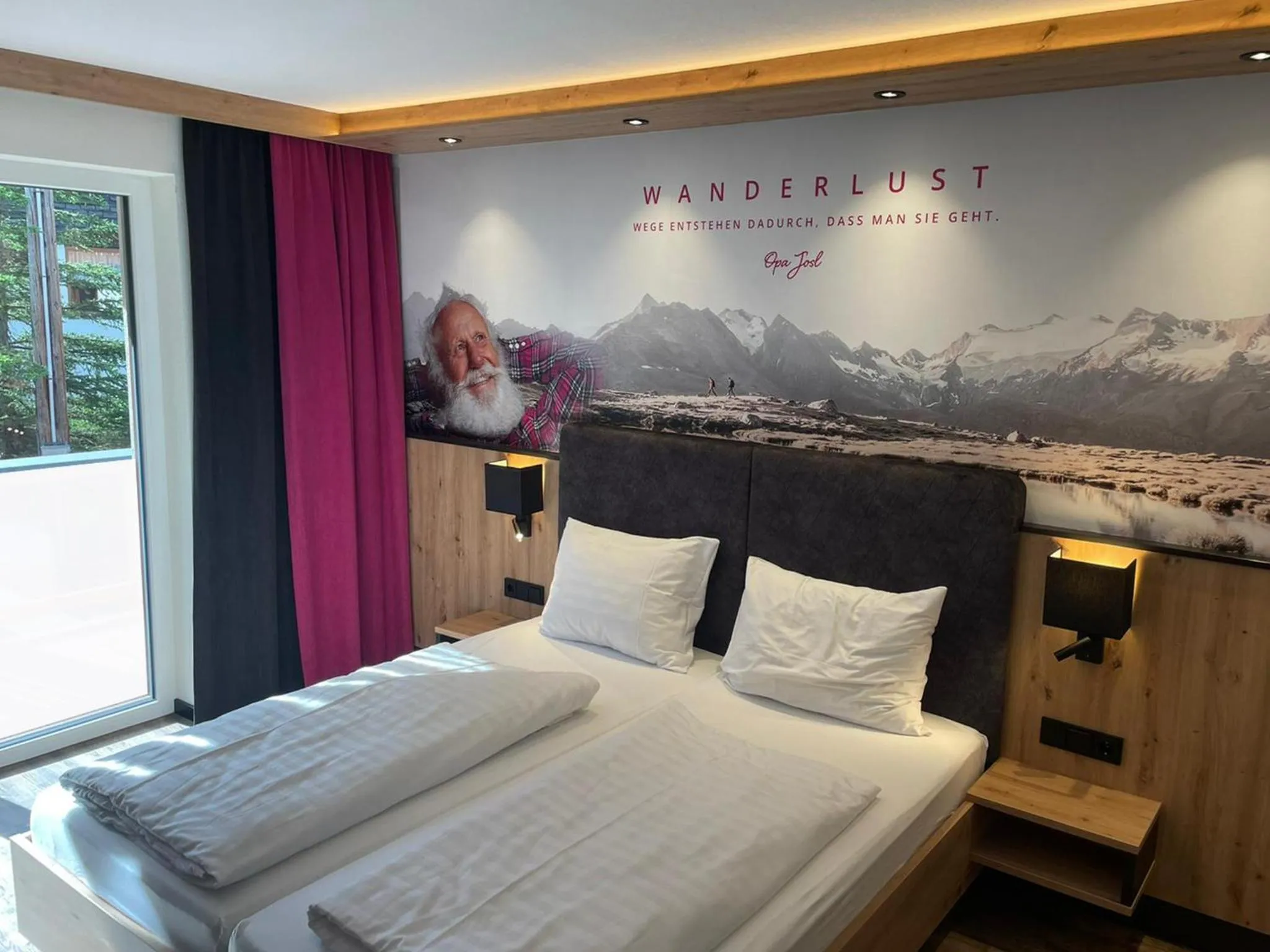 Photo of the whole room, Bed in first mountain Hotel Ötztal