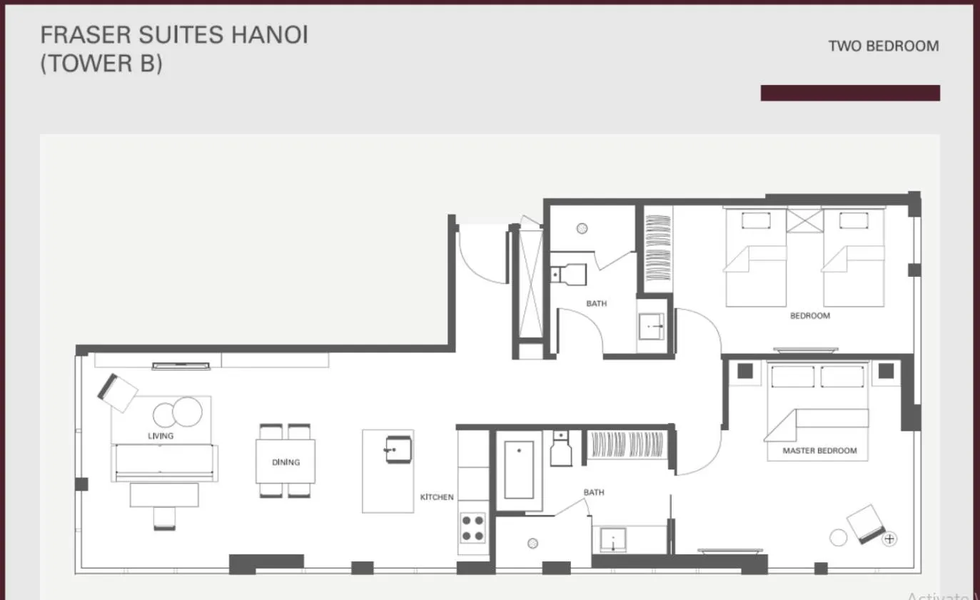 Floor plan in Fraser Suites Hanoi