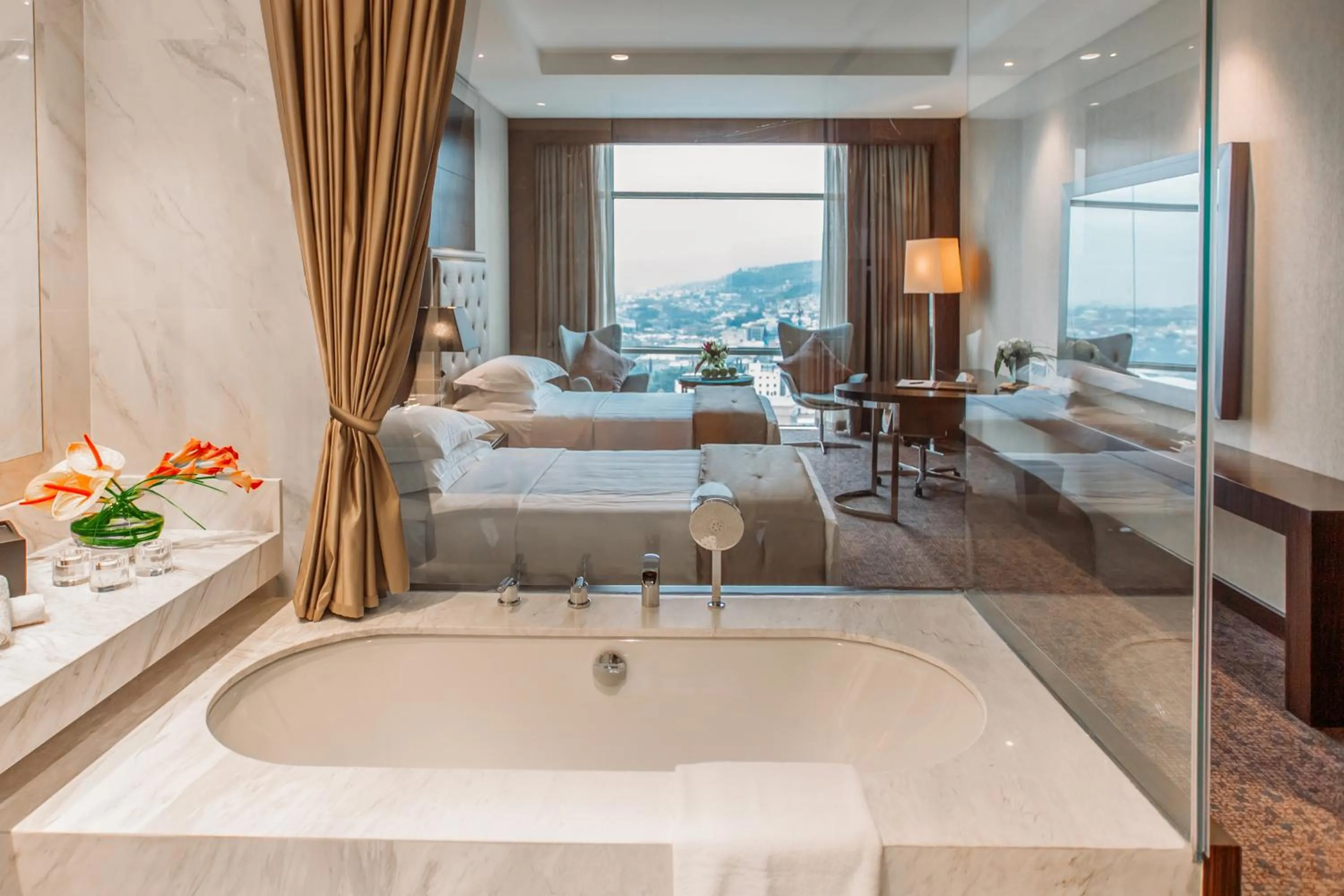 Bathroom, Bed in The Biltmore Tbilisi Hotel