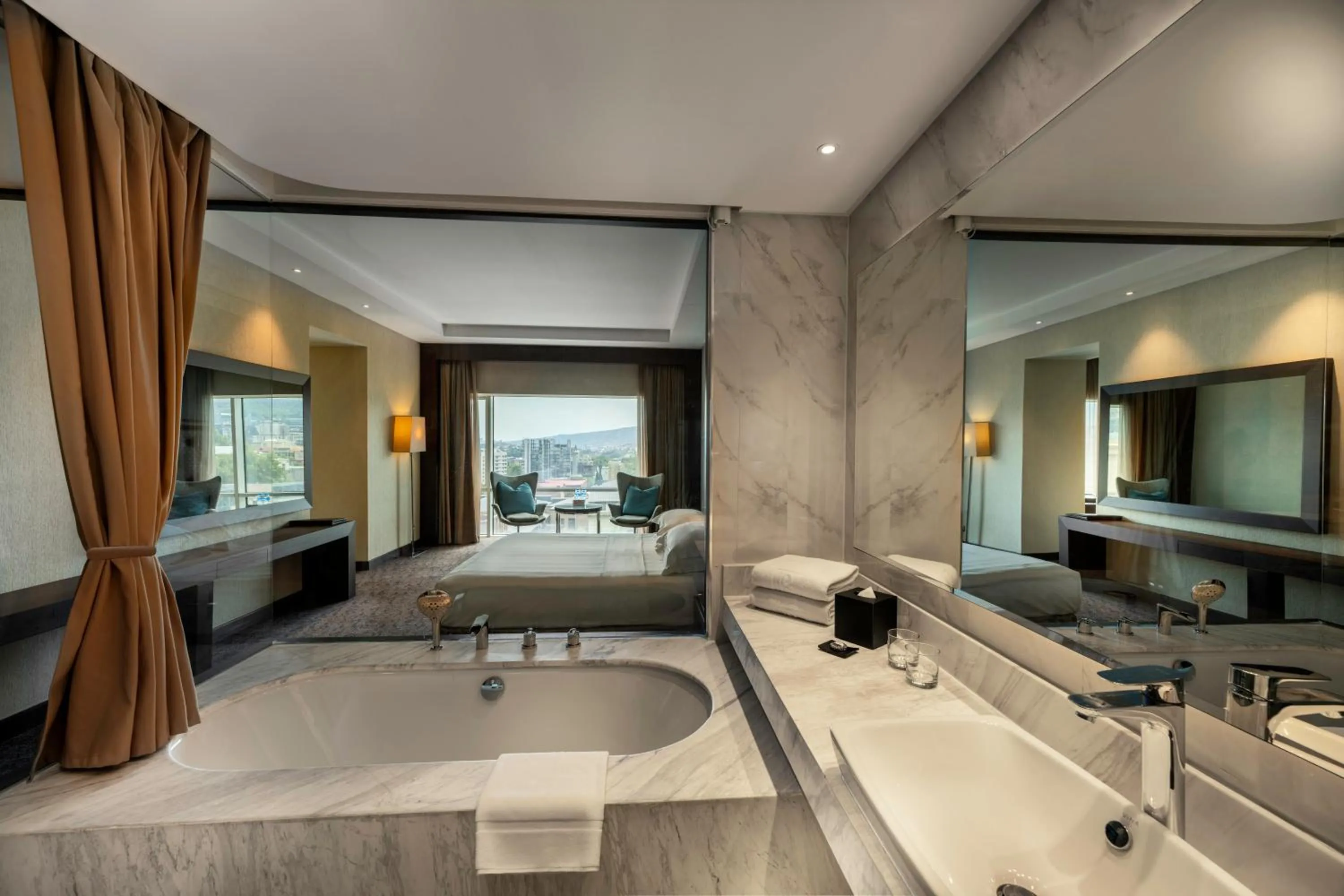 Bathroom, Bed in The Biltmore Tbilisi Hotel