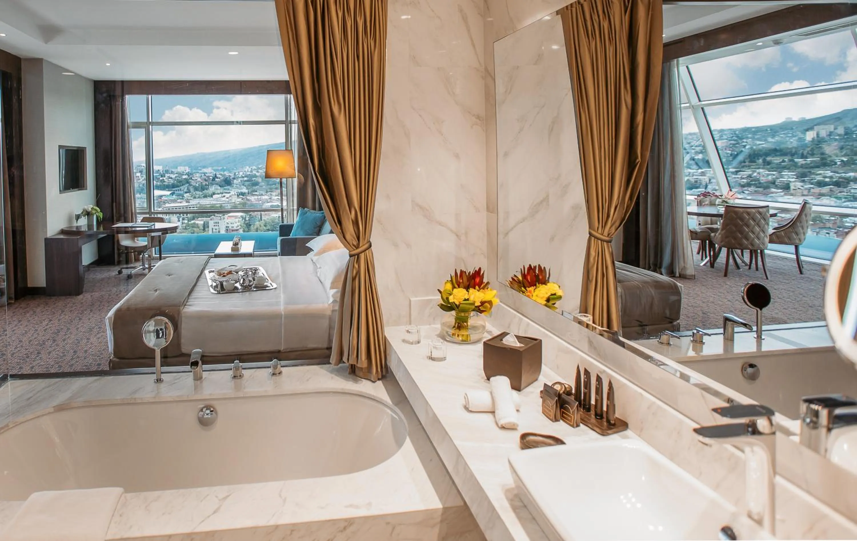 Bathroom, Bed in The Biltmore Tbilisi Hotel