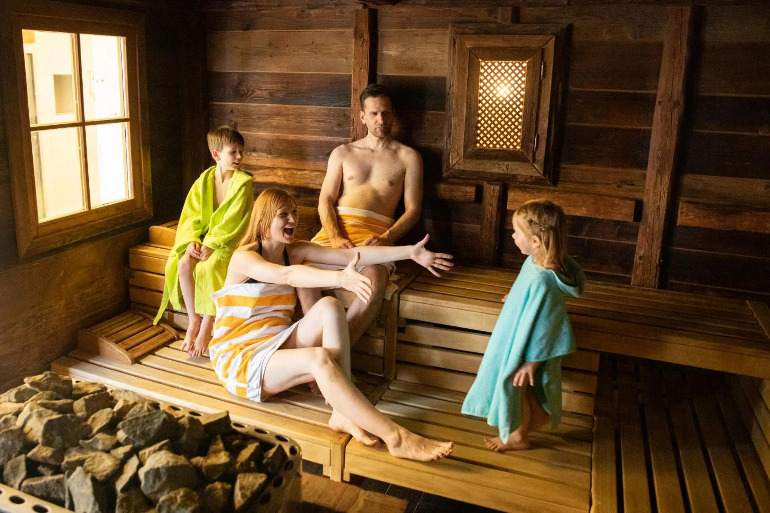 Sauna in Familien Wellness Hotel Seeklause mit großem Abenteuerspielplatz "Piraten-Insel-Usedom" Kinder immer All-Inklusive & Getränke ganztags inklusive