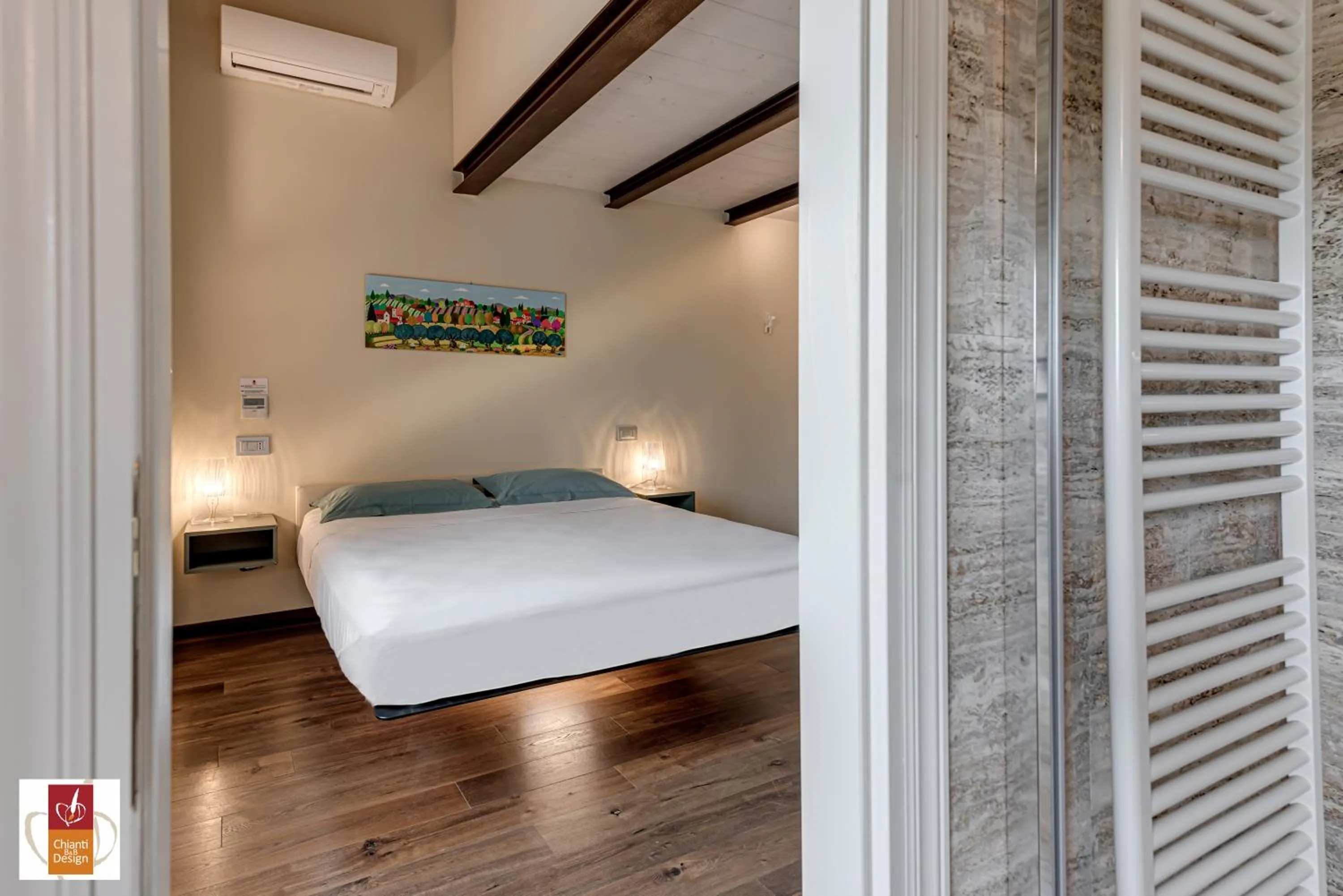 Bathroom, Bed in Chianti B&B Design infinity pool shared